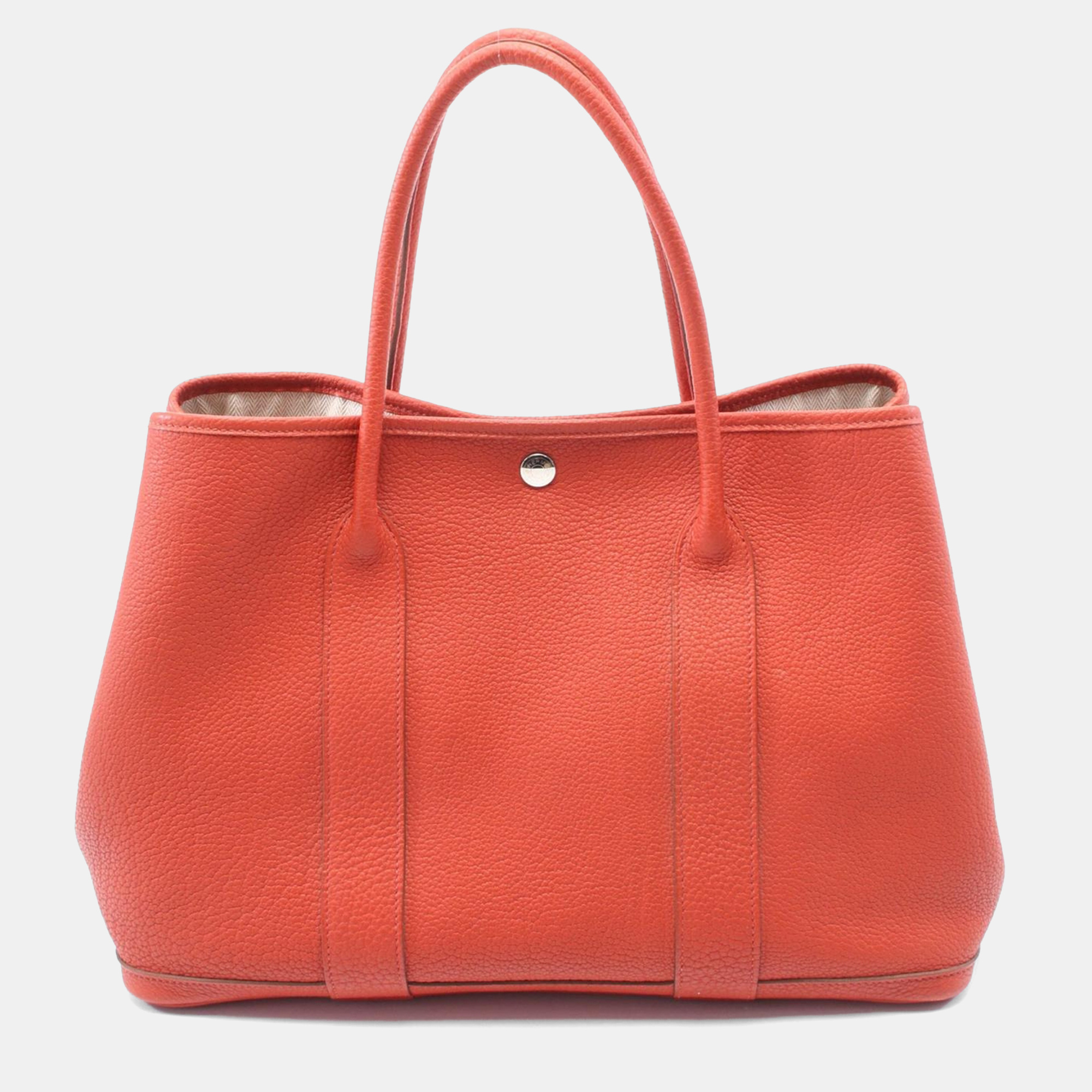 

Hermes Red Leather Garden Party Tote PM