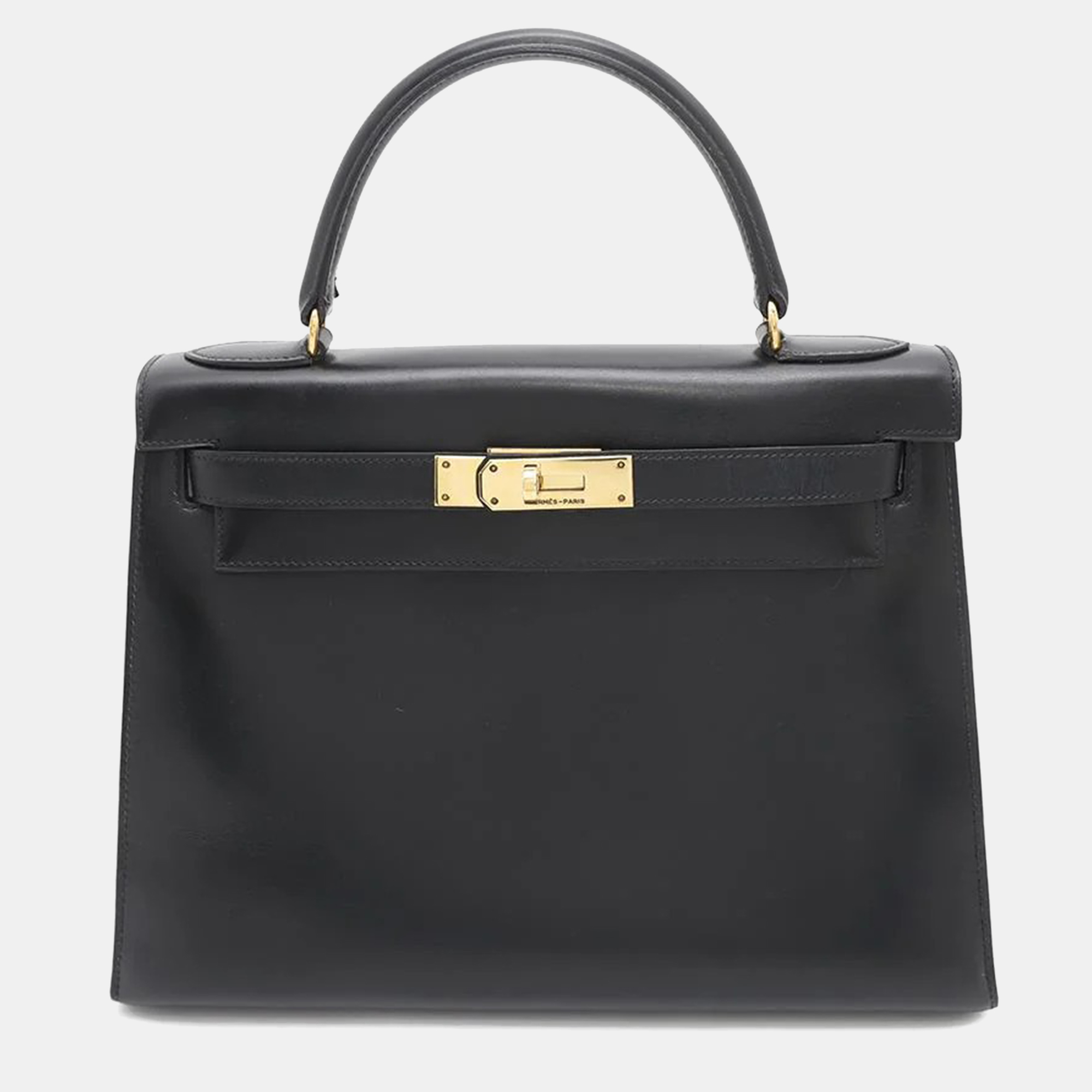 

Hermes Black Calf Leather Box Kelly Size