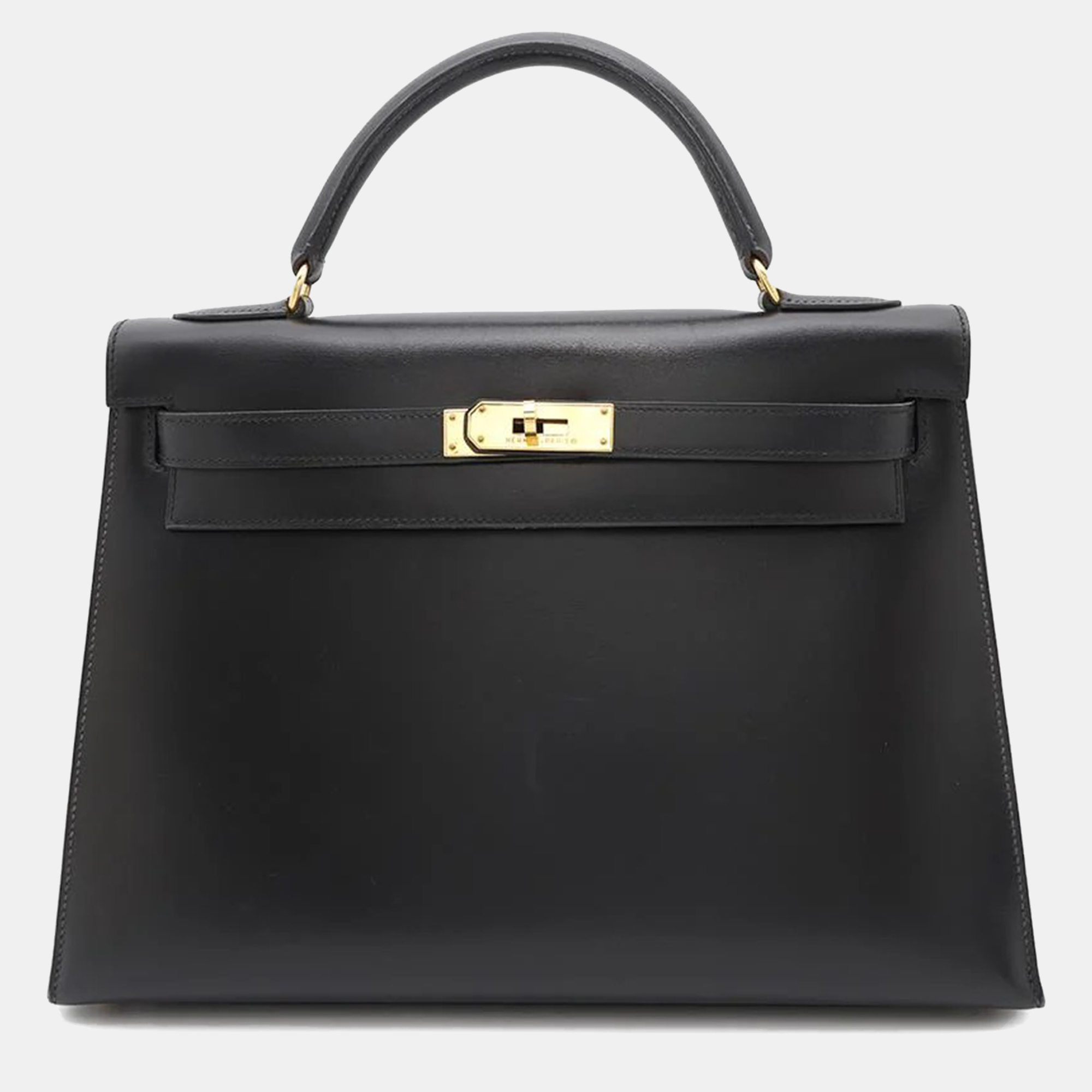 

Hermes Black Calf Leather Box Kelly Size