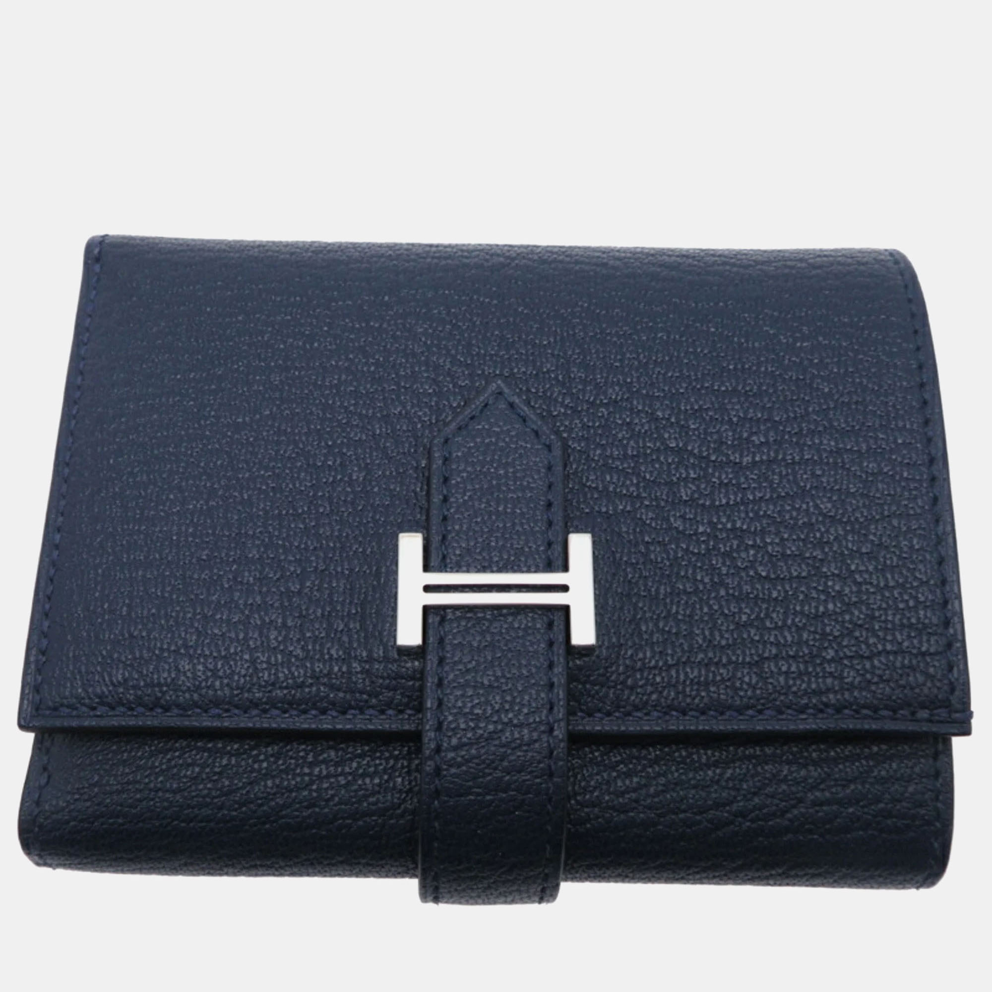 

Hermes Navy Blue Chevre Bearn Combination Tri-Fold Wallet