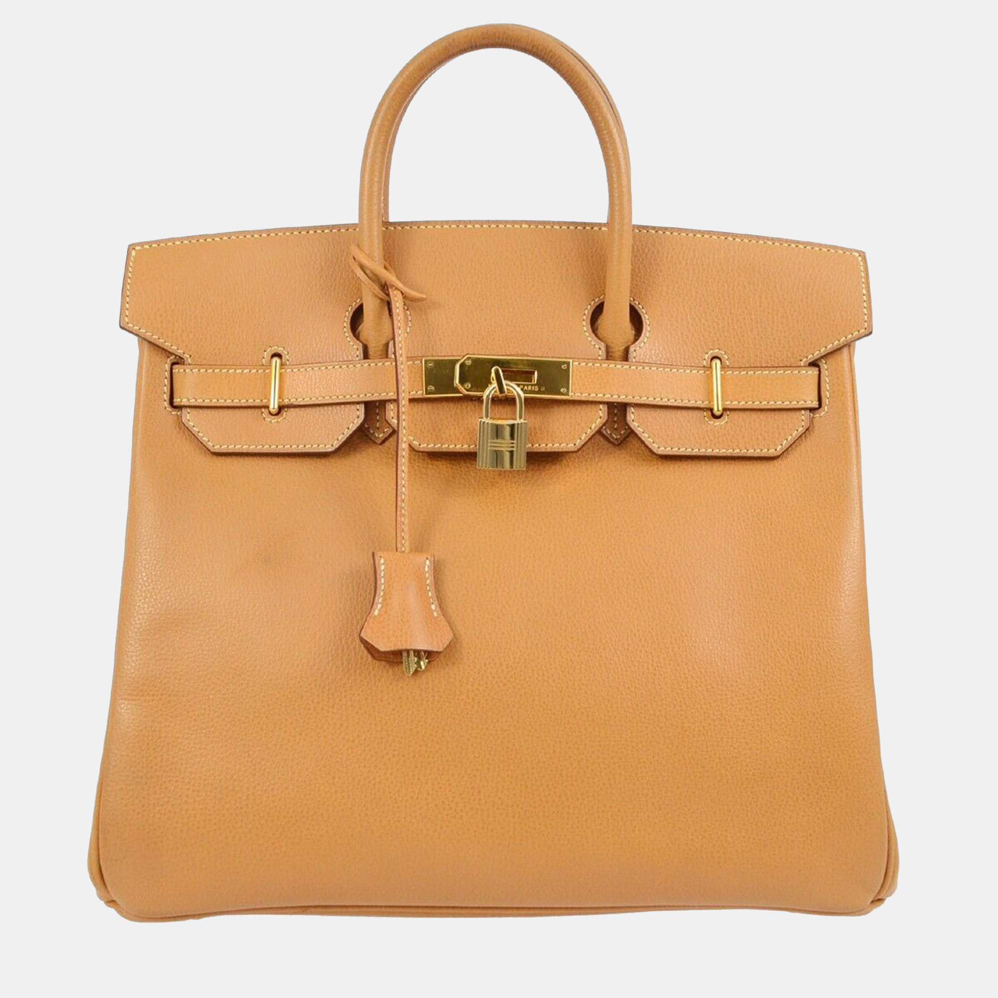 

Hermes Natural Liegee Haut A Courroies Handbag 32, Gold