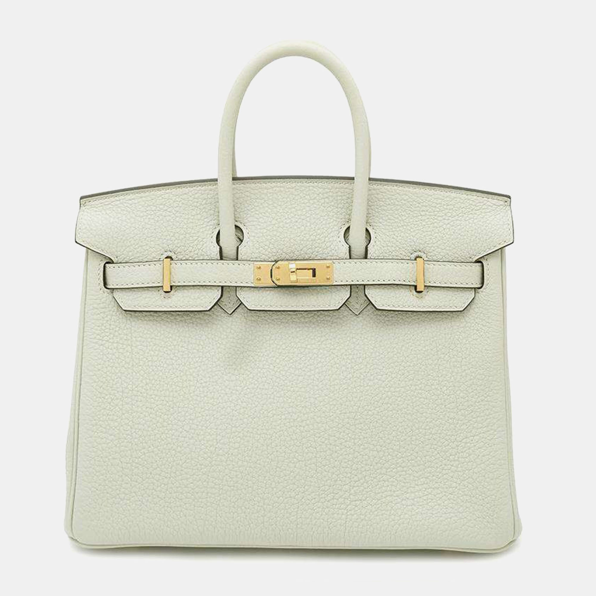 

Hermes Gris Neve Togo Leather Birkin 25, Green
