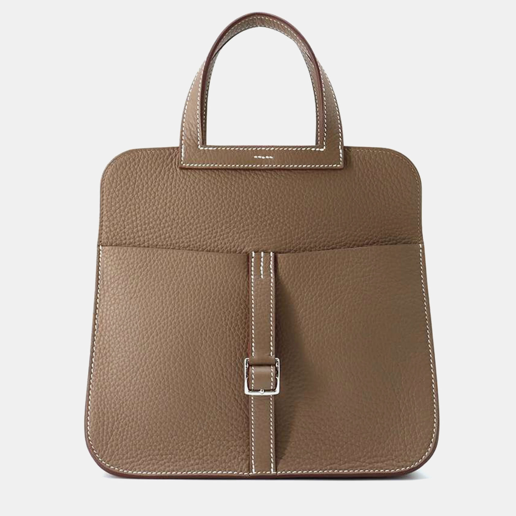 

Hermès Etoupe Taurillon Clemence Halzan 25, Brown