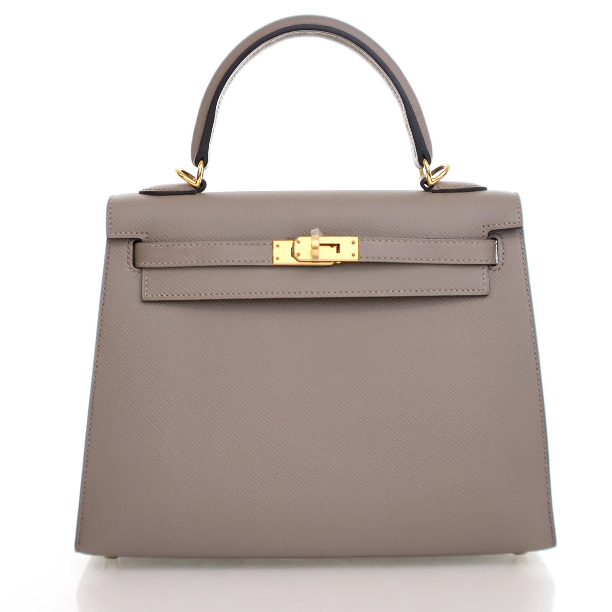 

Hermes Kelly Sellier 25 Gris Asphalt Epsom Leather Bag, Grey