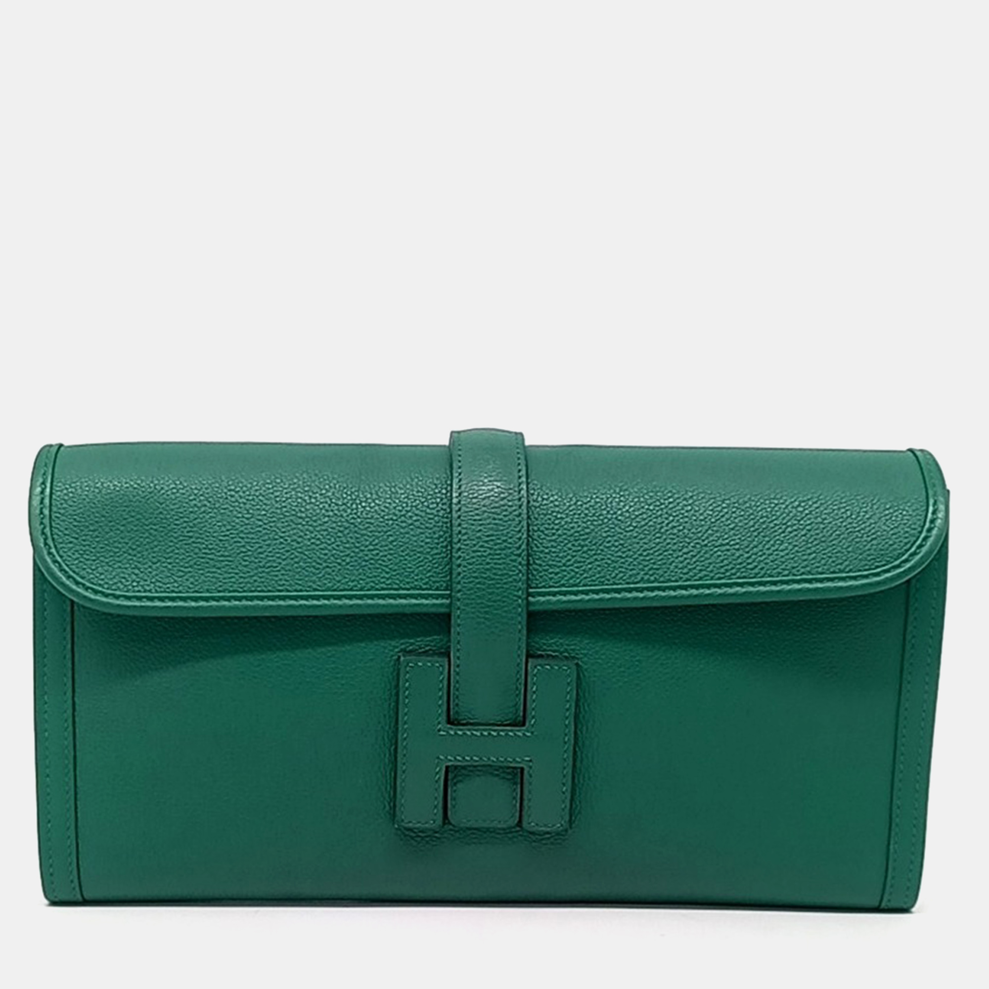 

Hermes Green Leather Jige Clutch