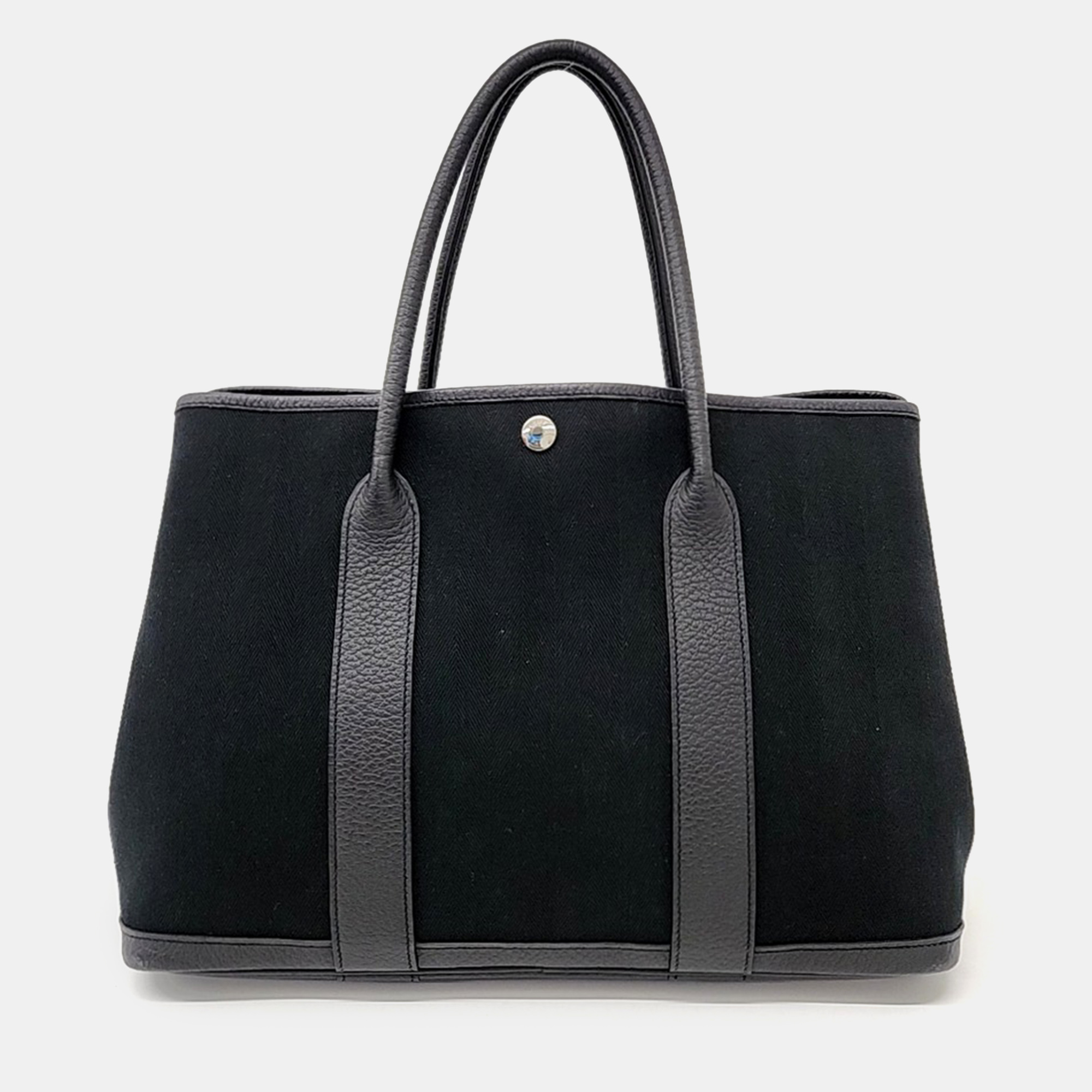 

Hermes Black Canvas and Leather Garden Party 36