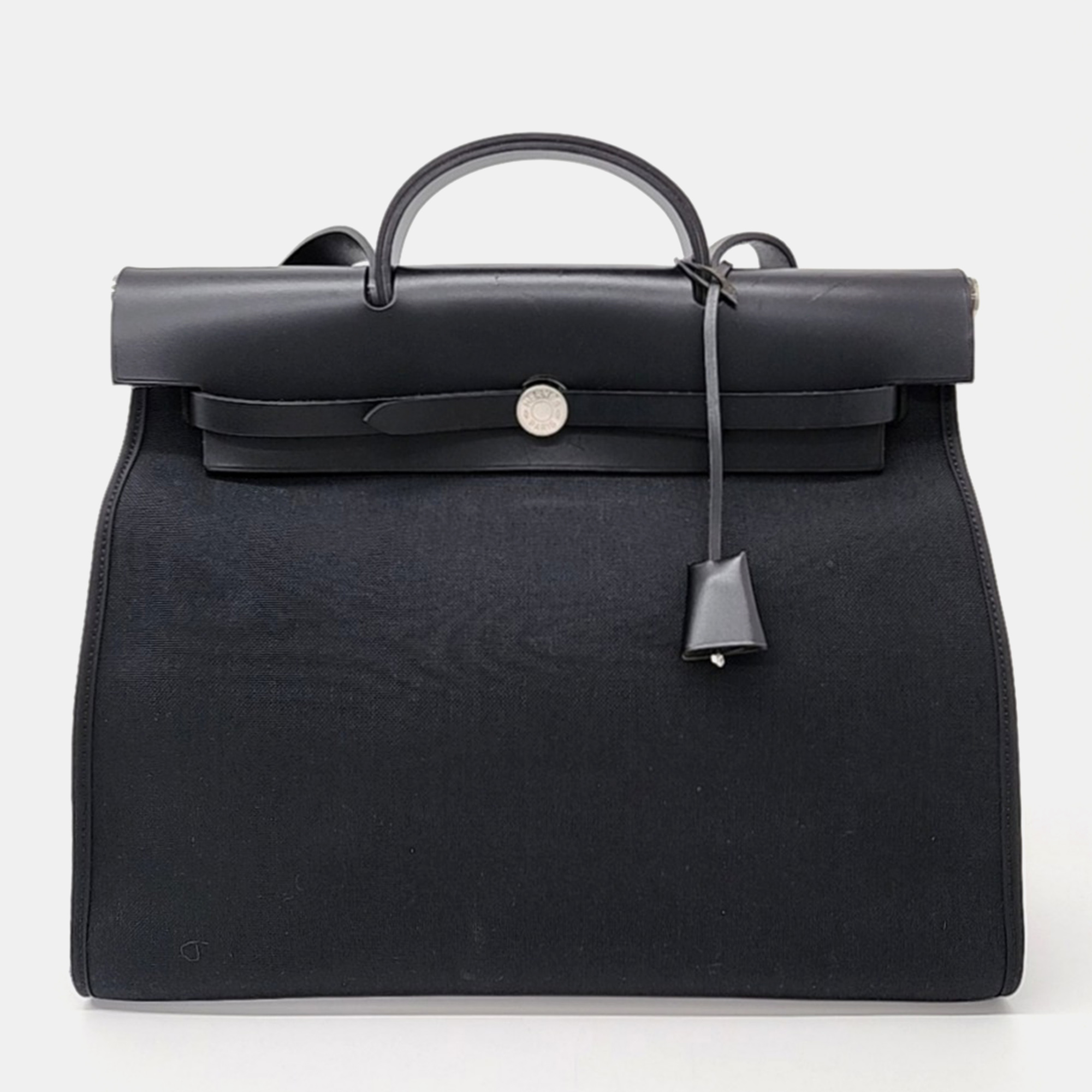 

Hermes Black Leather NEW ZIP Herbag Large