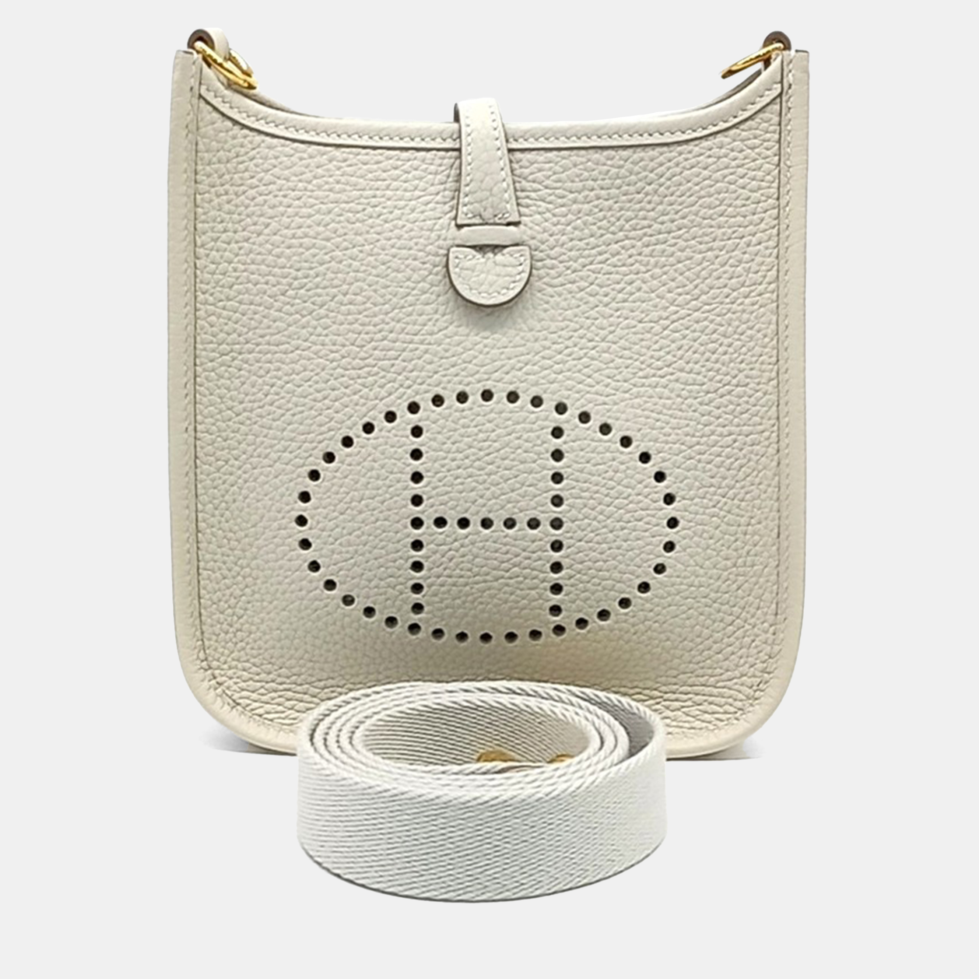 

Hermes White Leather Evelyn 16 bag