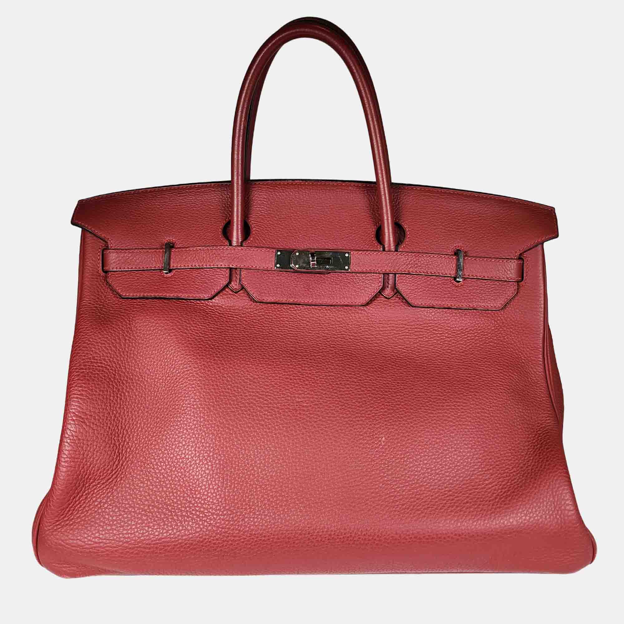 

Hermes Rouge H Clemence with PHW Birkin 40, Red