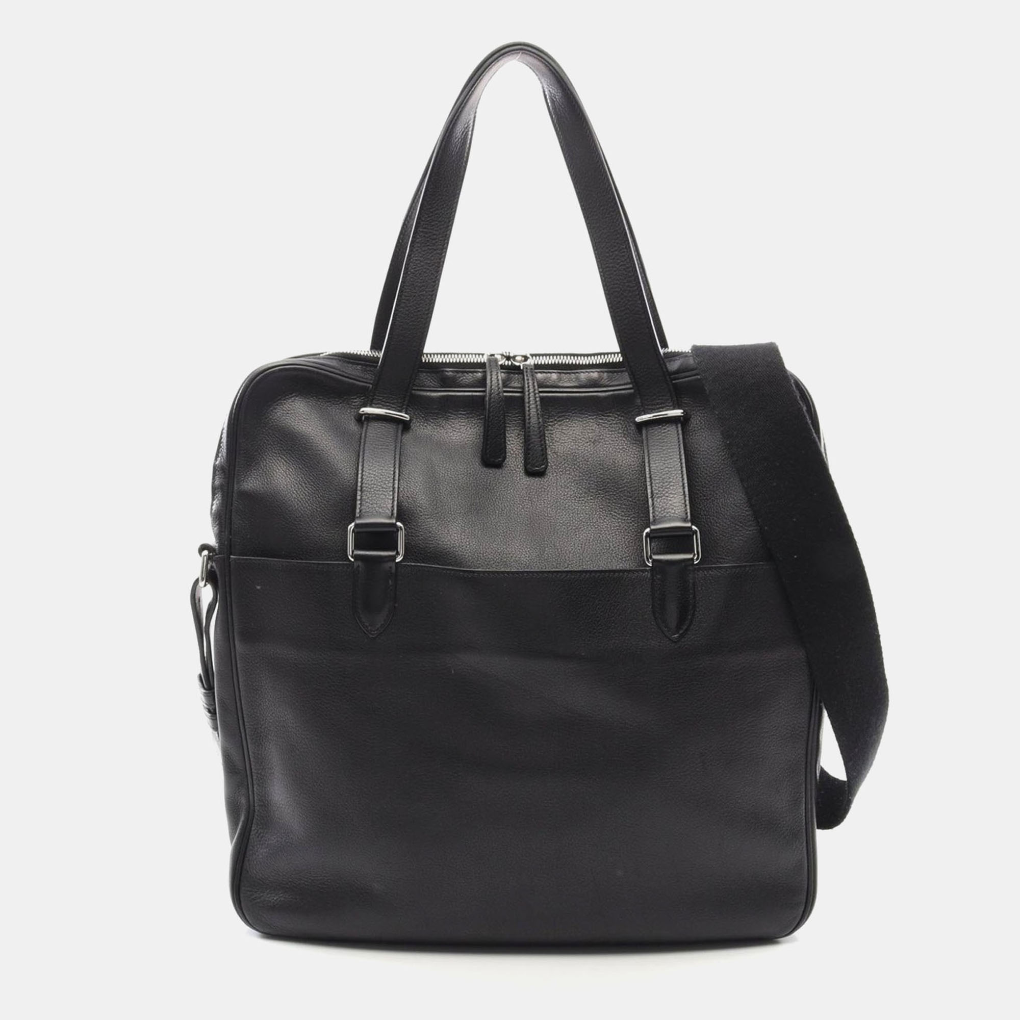 

Hermes Black Evergrain Leather 2 Way Bag