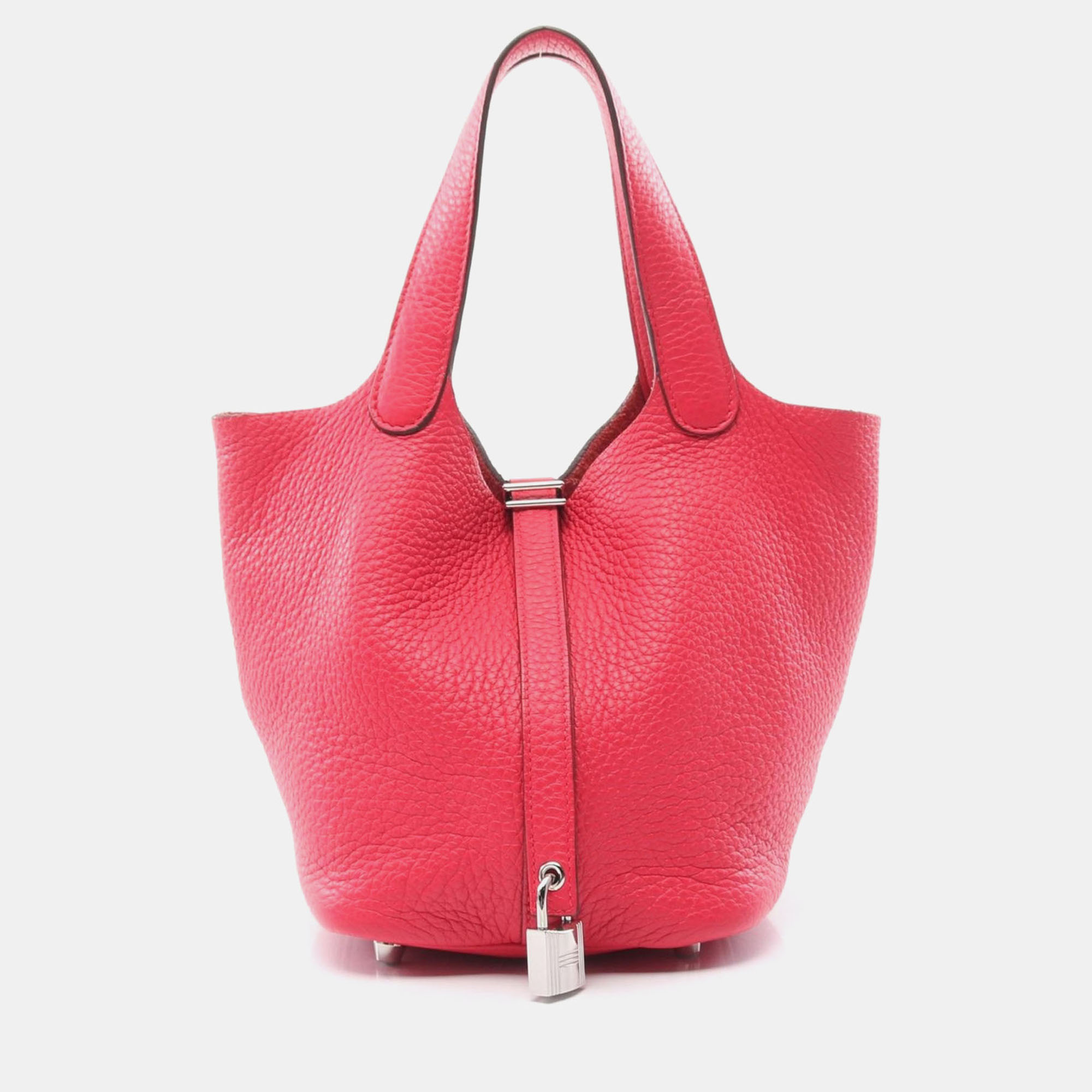

Hermes Rose Extreme Taurillion Clemence Picotin 18 Bag, Pink