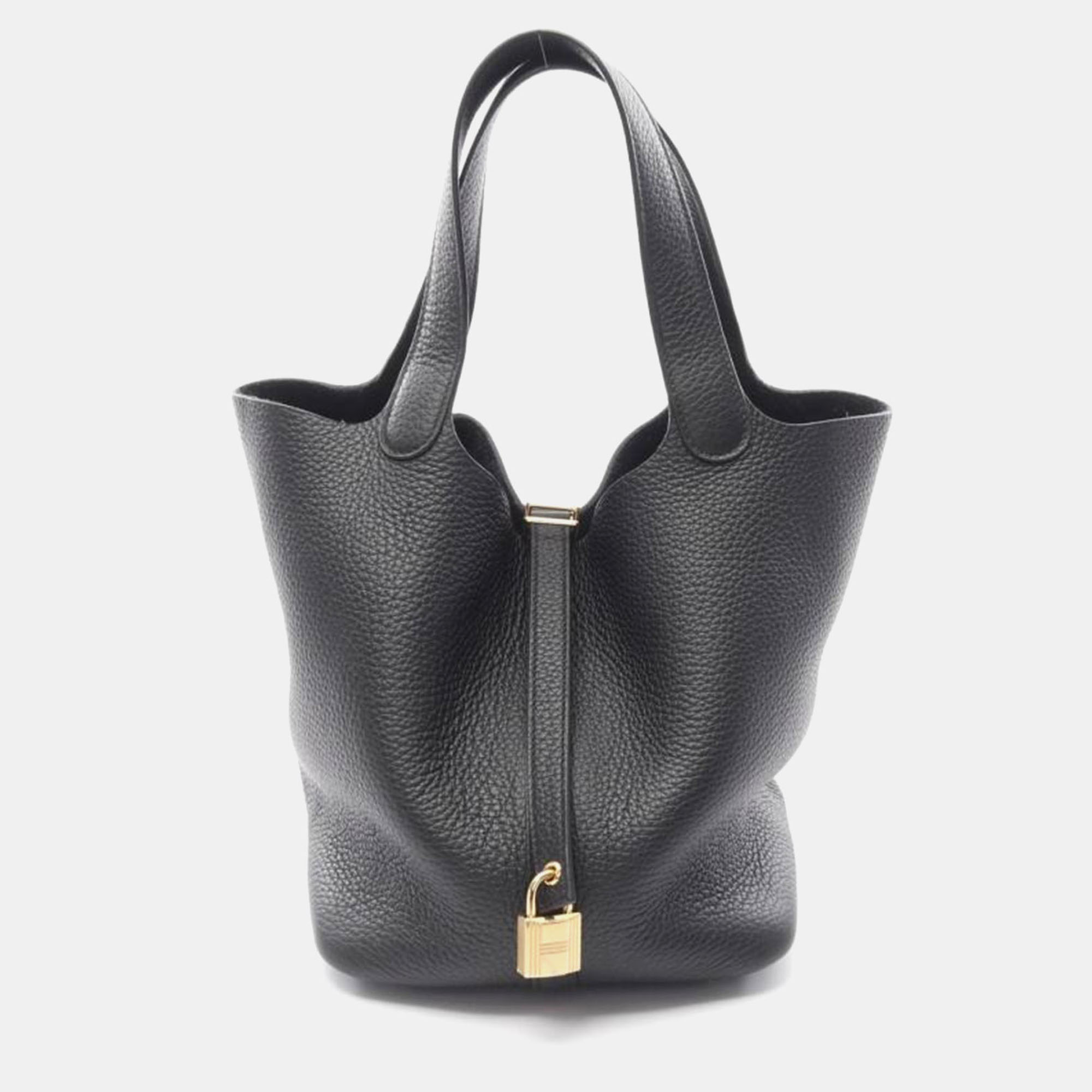

Hermes Black Leather Picotin Lock 22 Handbag