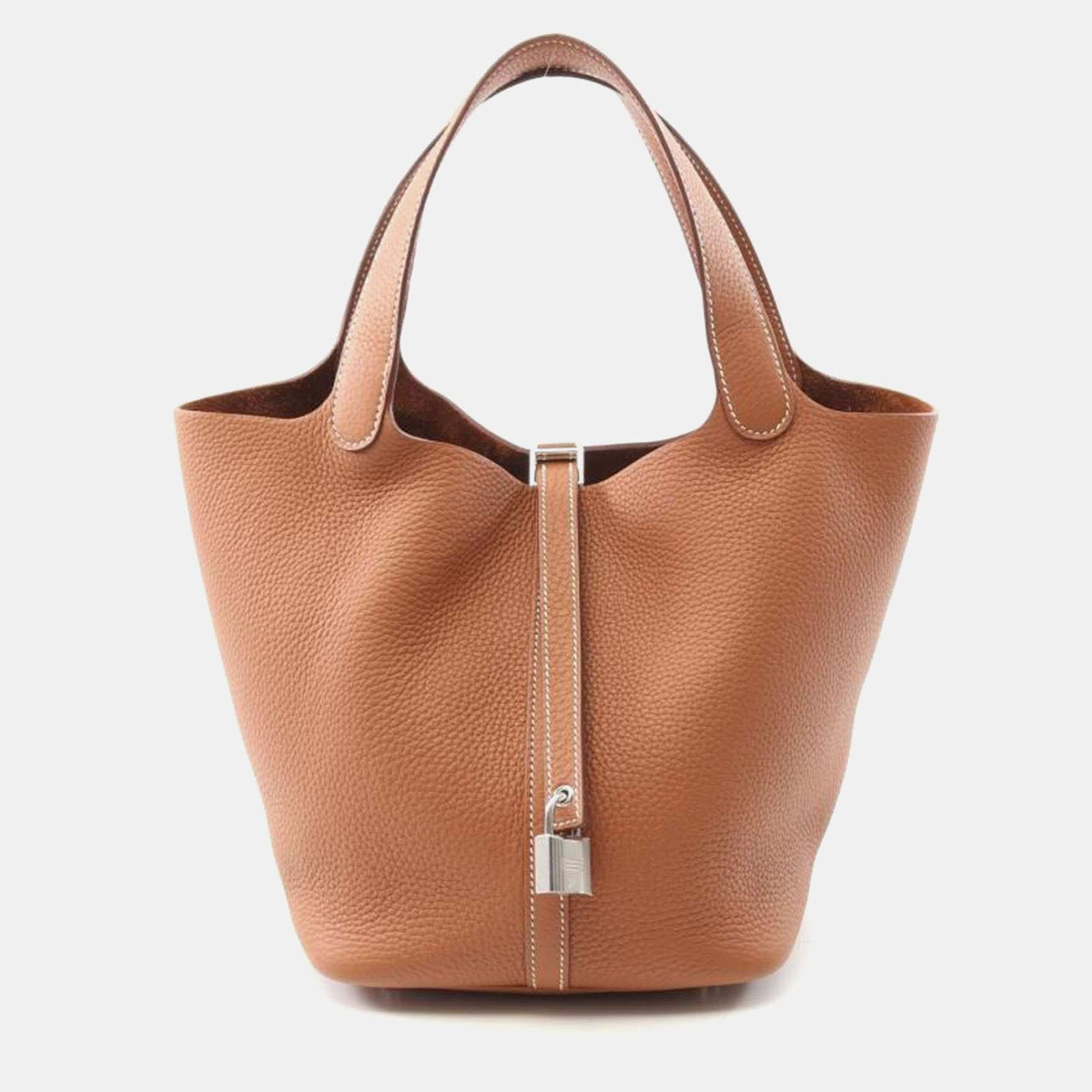 

Hermes Gold Leather Picotin Lock 22, Brown