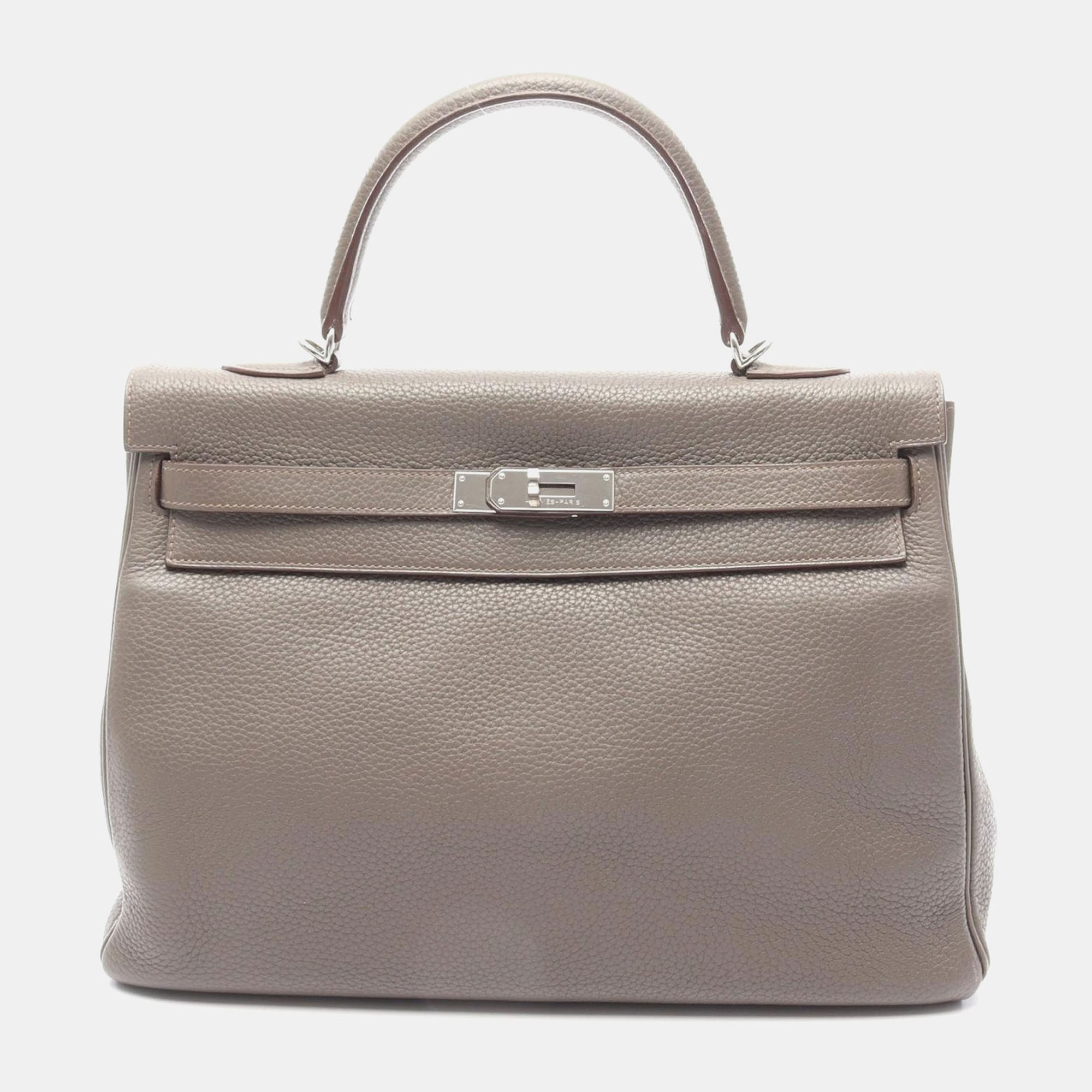 

Hermes Gris Etain Taurillon Clemence Kelly 35, Grey