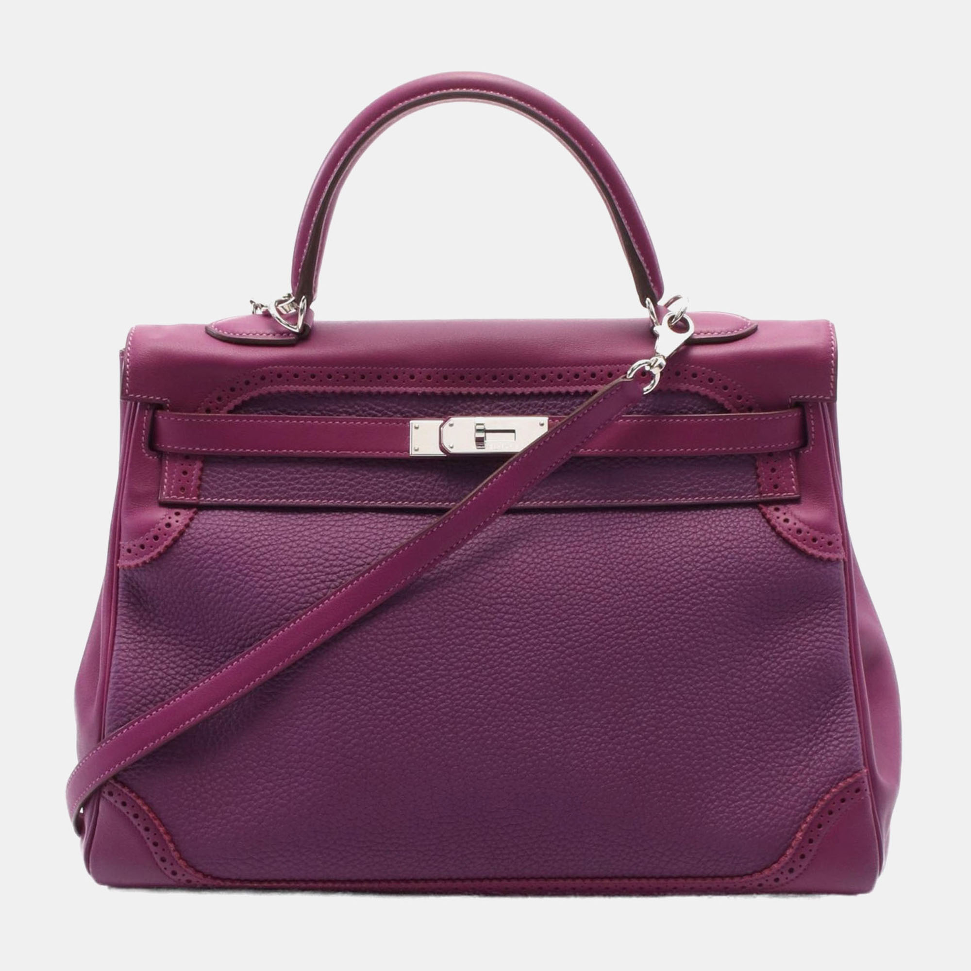 

Hermes Purple Togo Swift Leather Kelly Ghillies 35