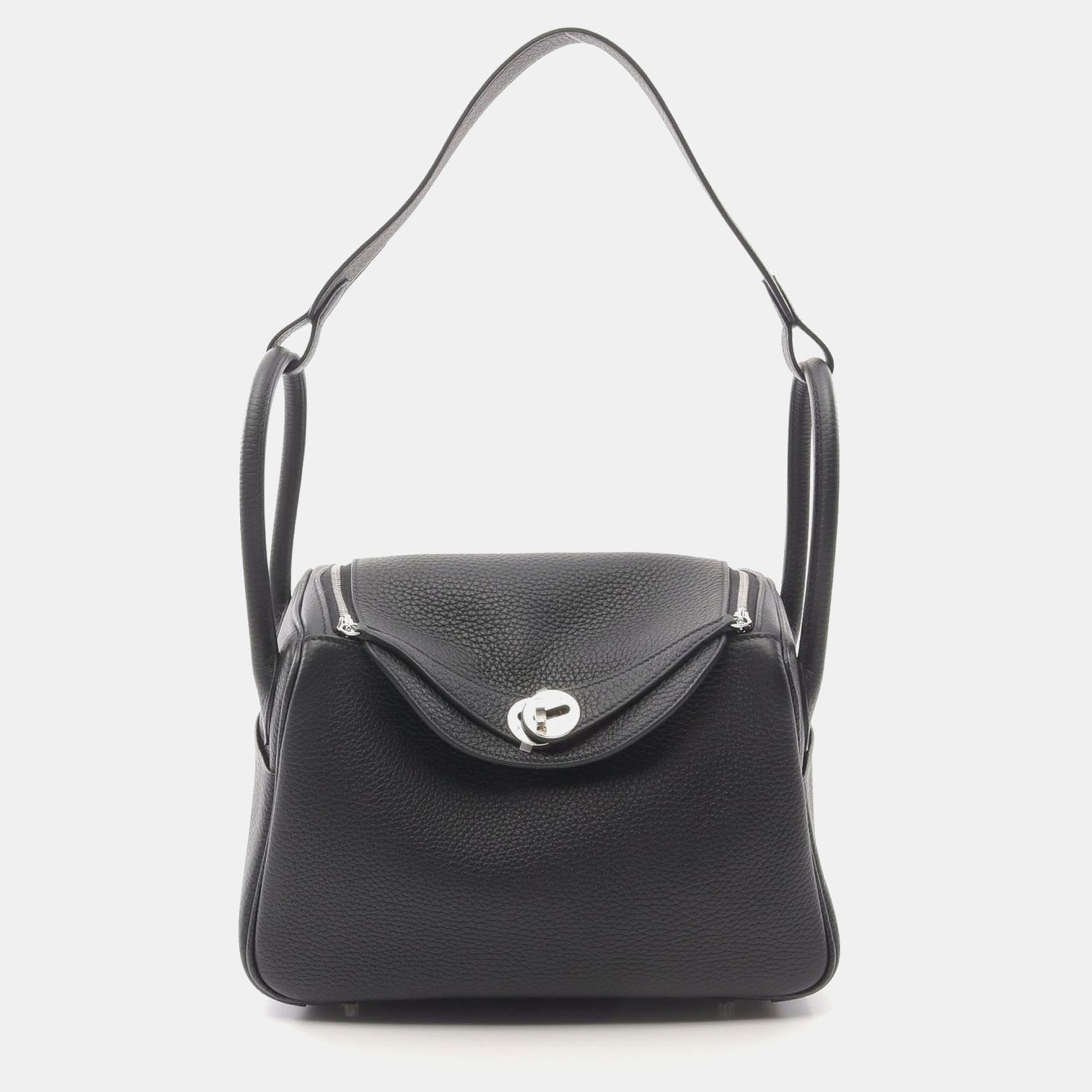

Hermes Black Taurillon Clemence Lindy 26 Shoulder Bag
