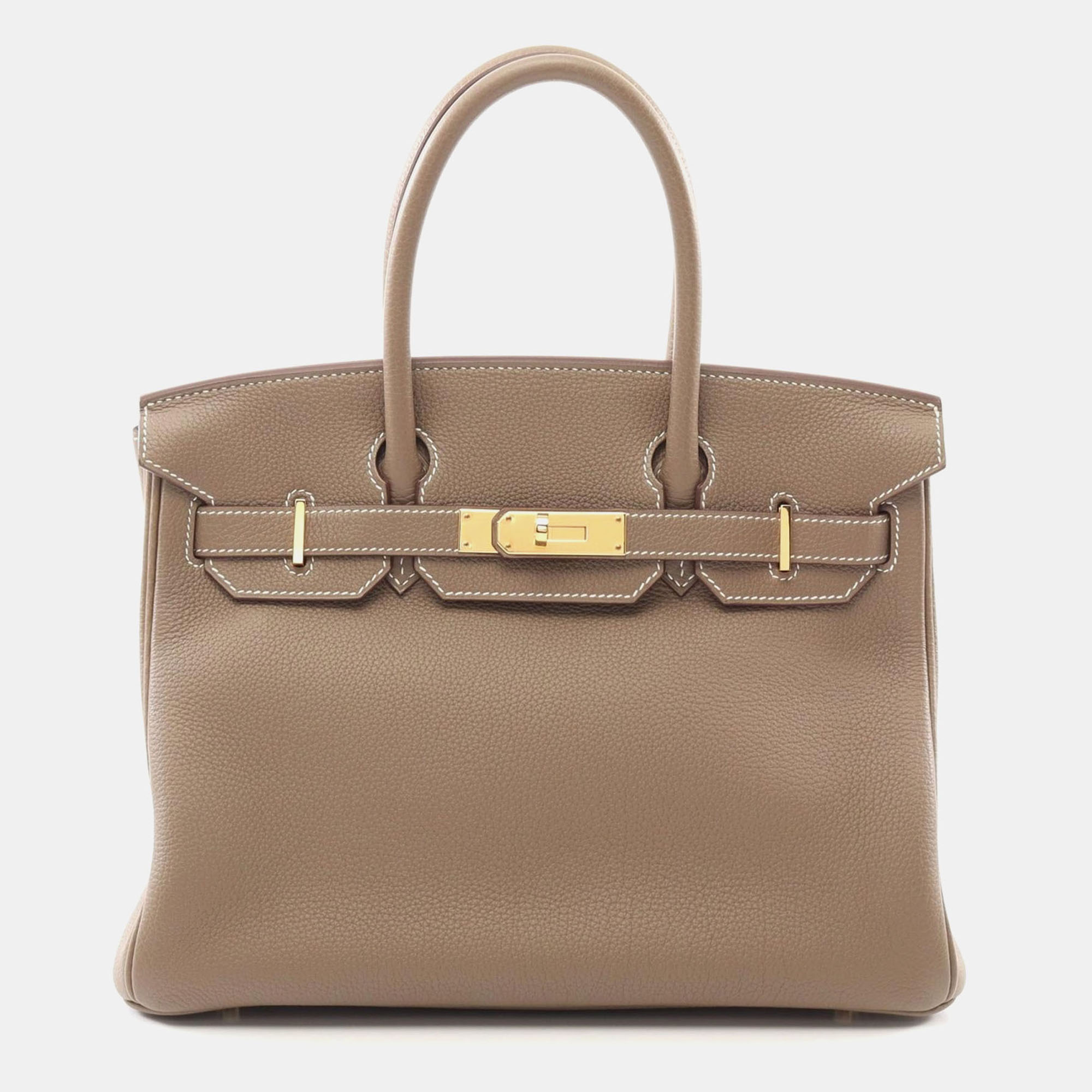 

Hermes Etoupe Grey Togo Leather Birkin 30, Brown