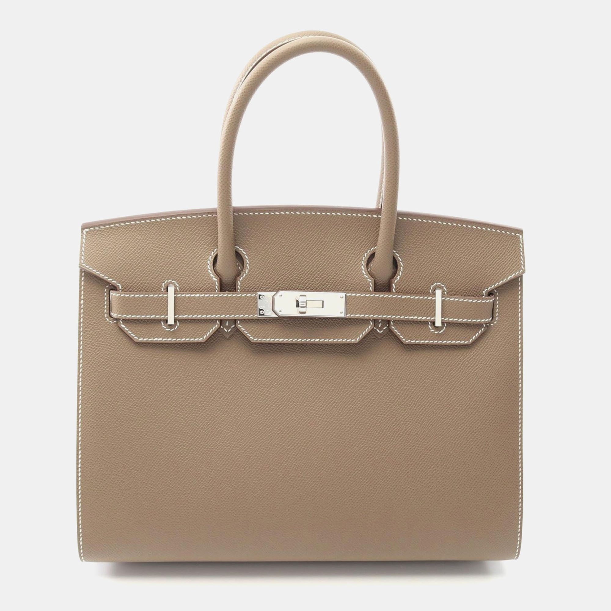 

Hermes Etoupe Grey Epsom Leather Sellier Birkin 30