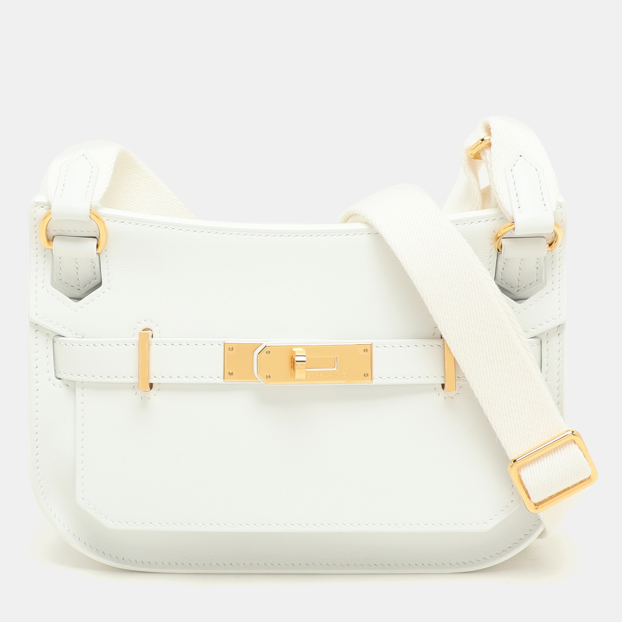 

Hermes New White Swift Leather Gold Finish Jypsiere Mini Bag