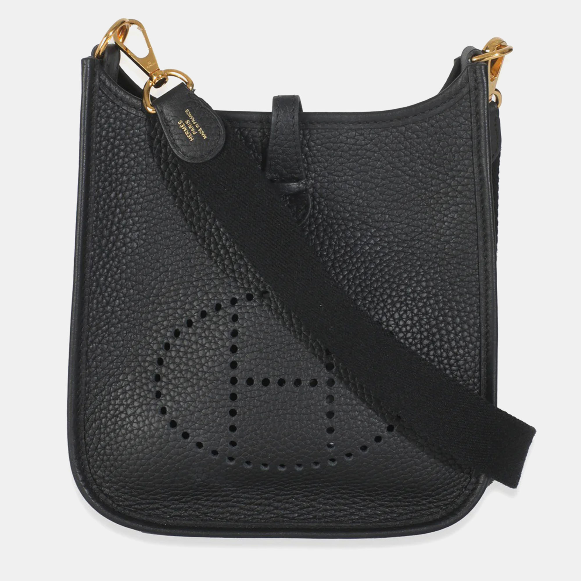 

Hermes Mini Evelyne Black Clemence Bag TPM GHW 16