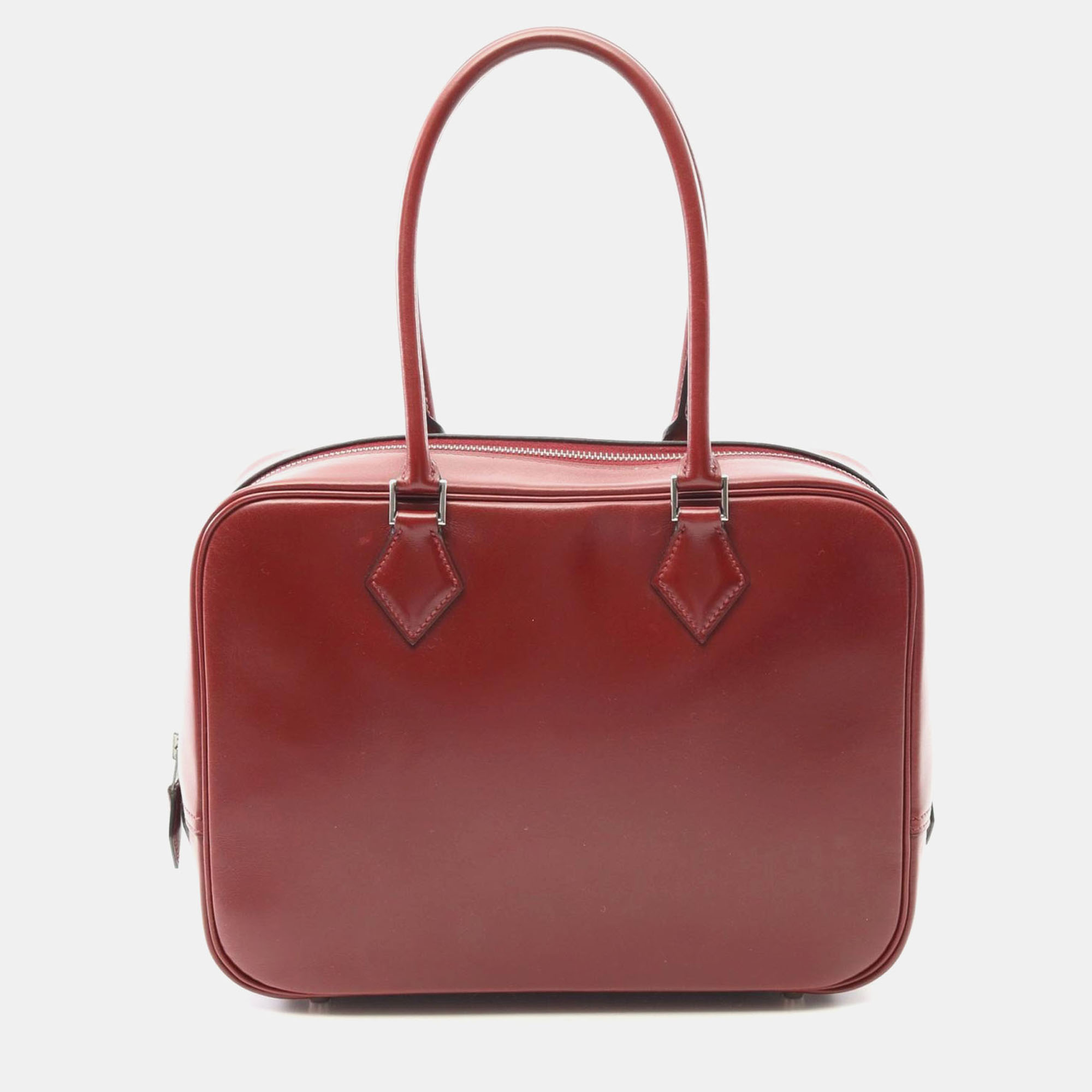 

Hermes Plume 28 Rouge H Box Calf Leather Handbag, Red
