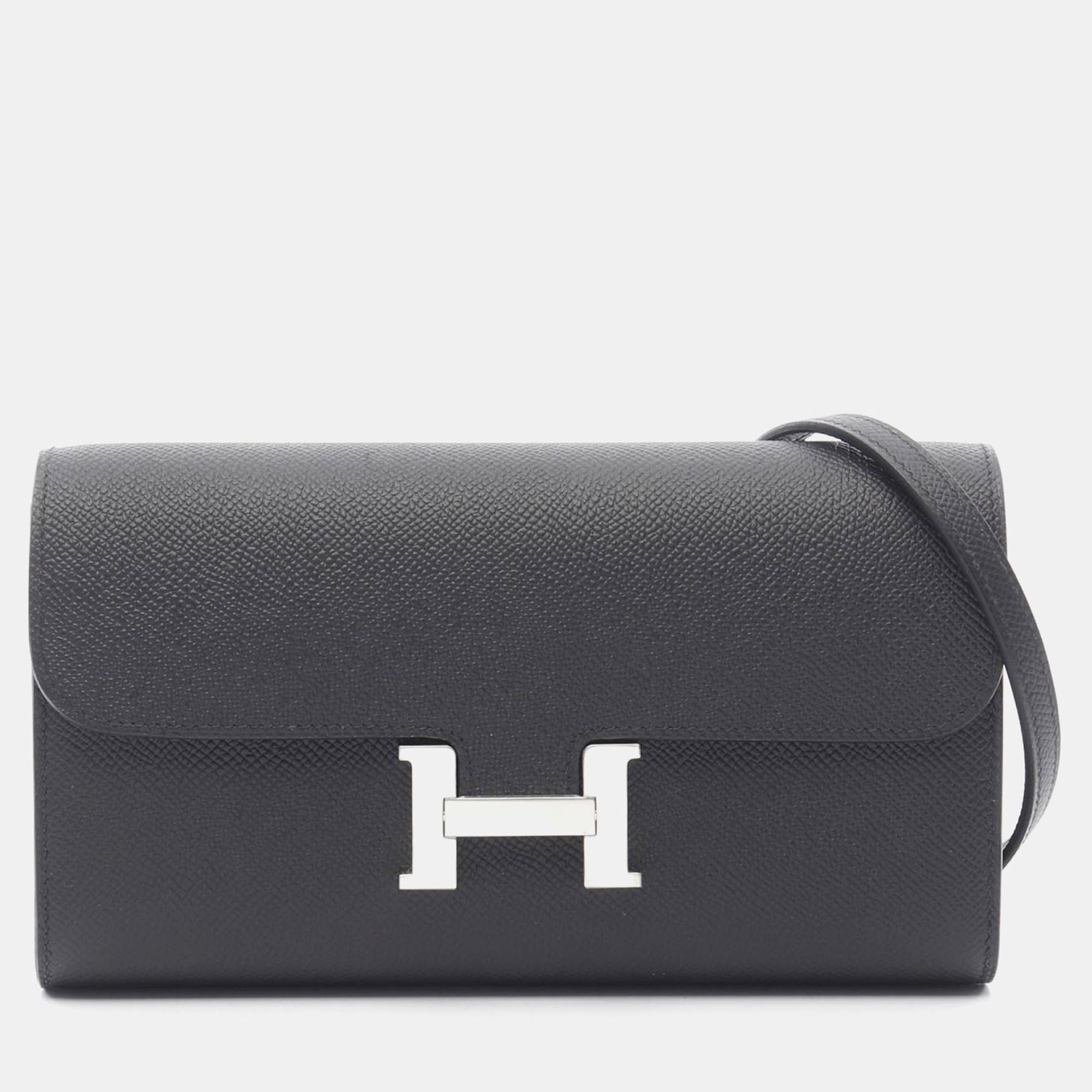 

Hermes Constance Long To Go Black W Epsom Leather Shoulder Bag
