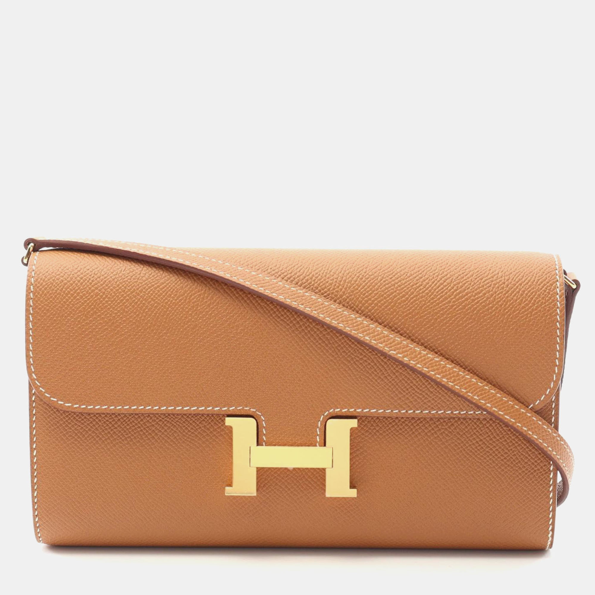 

Hermes Constance Long To Go Gold U Epsom Leather Shoulder Bag, Brown