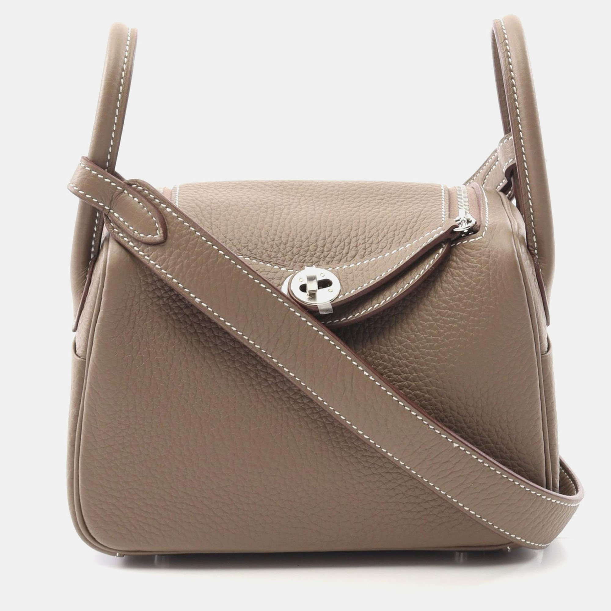 

Hermes Lindy Mini Etoupe W Taurillon Clemence Shoulder Bag, Brown