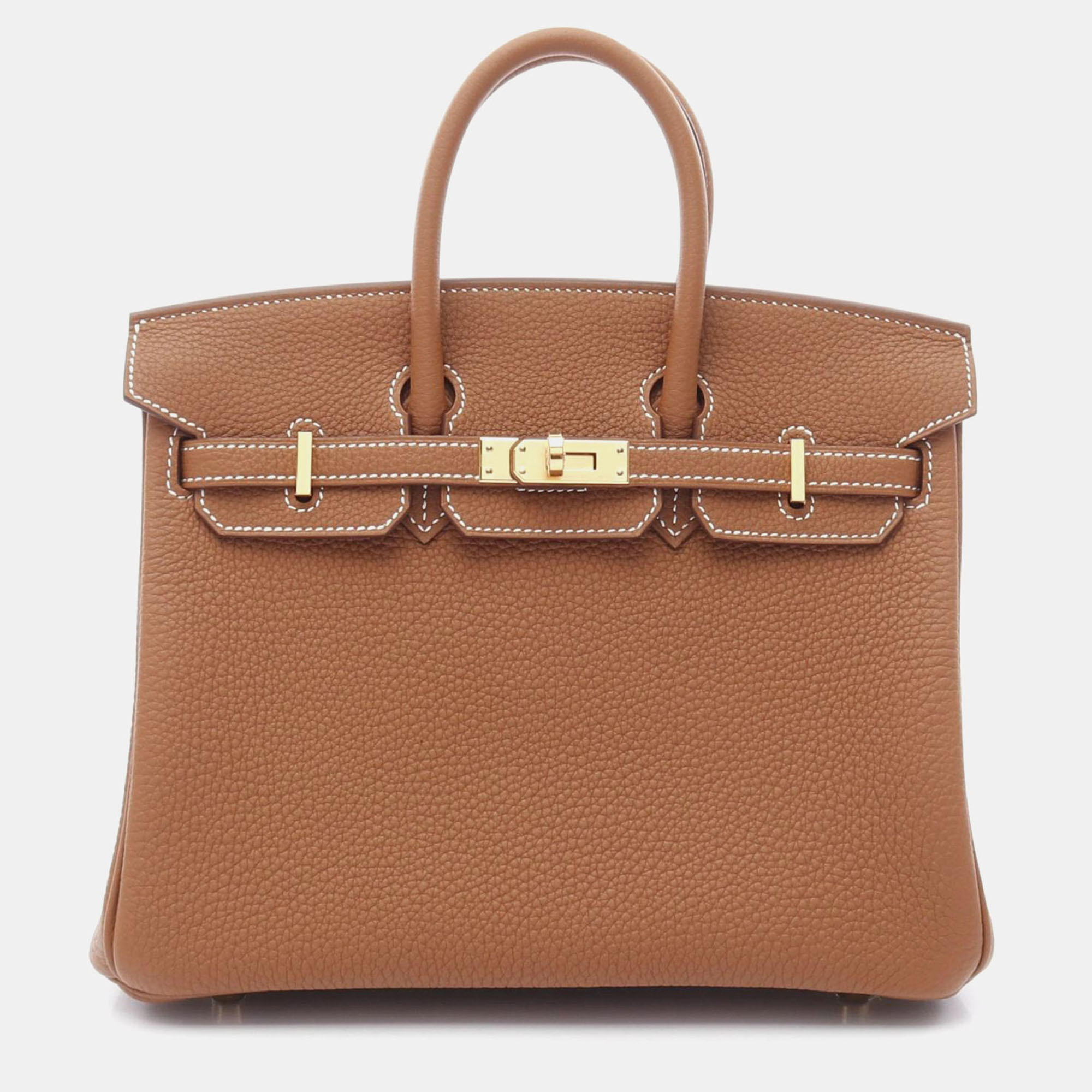 

Hermes Birkin 25 Gold W Togo Leather Bag, Brown