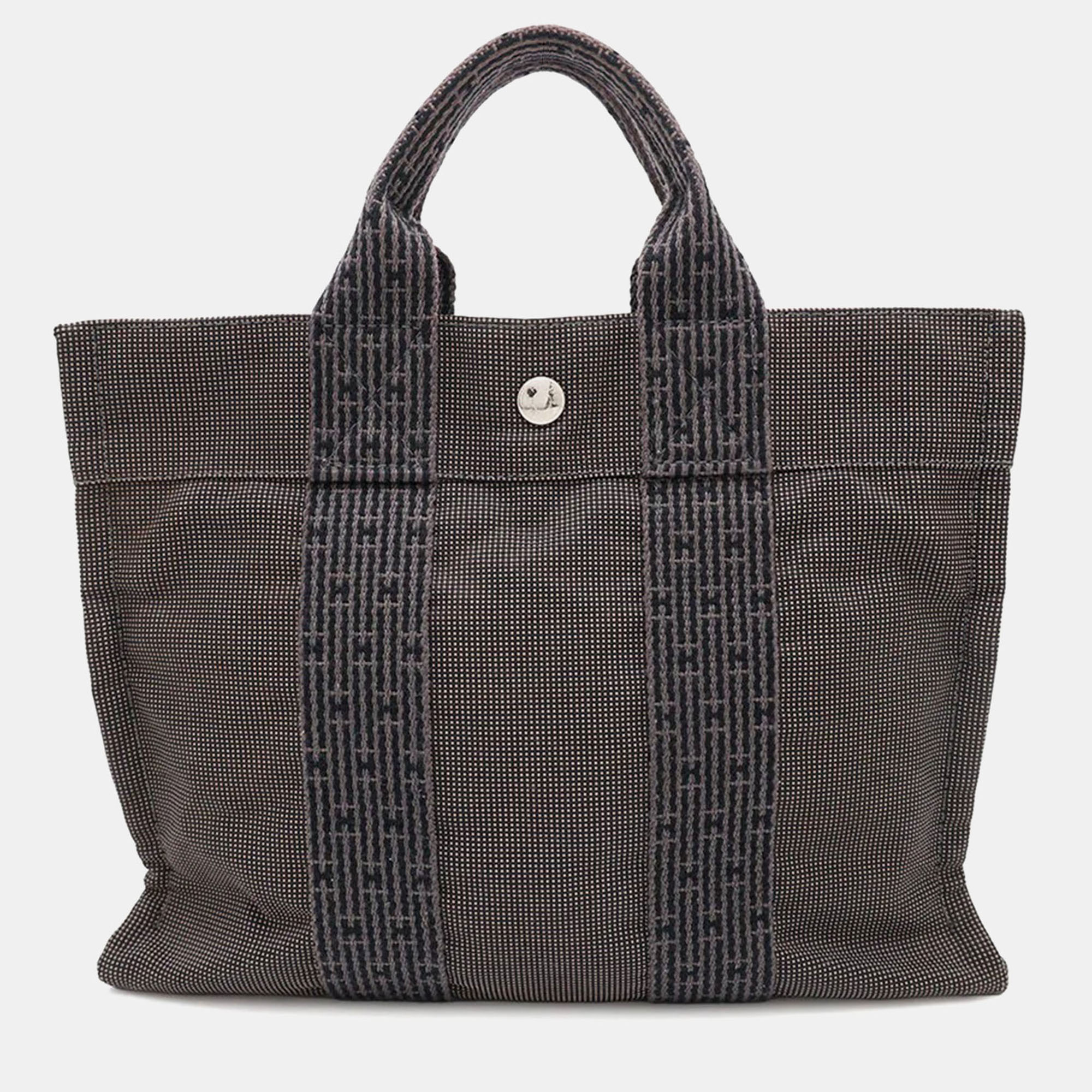 

Hermes Her Line PM Gray Canvas Tote, Grey