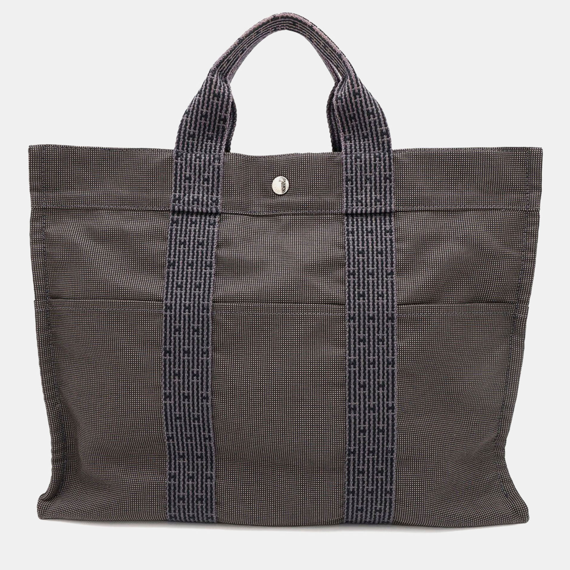 

Hermes Her Line MM Gray Canvas Tote, Grey