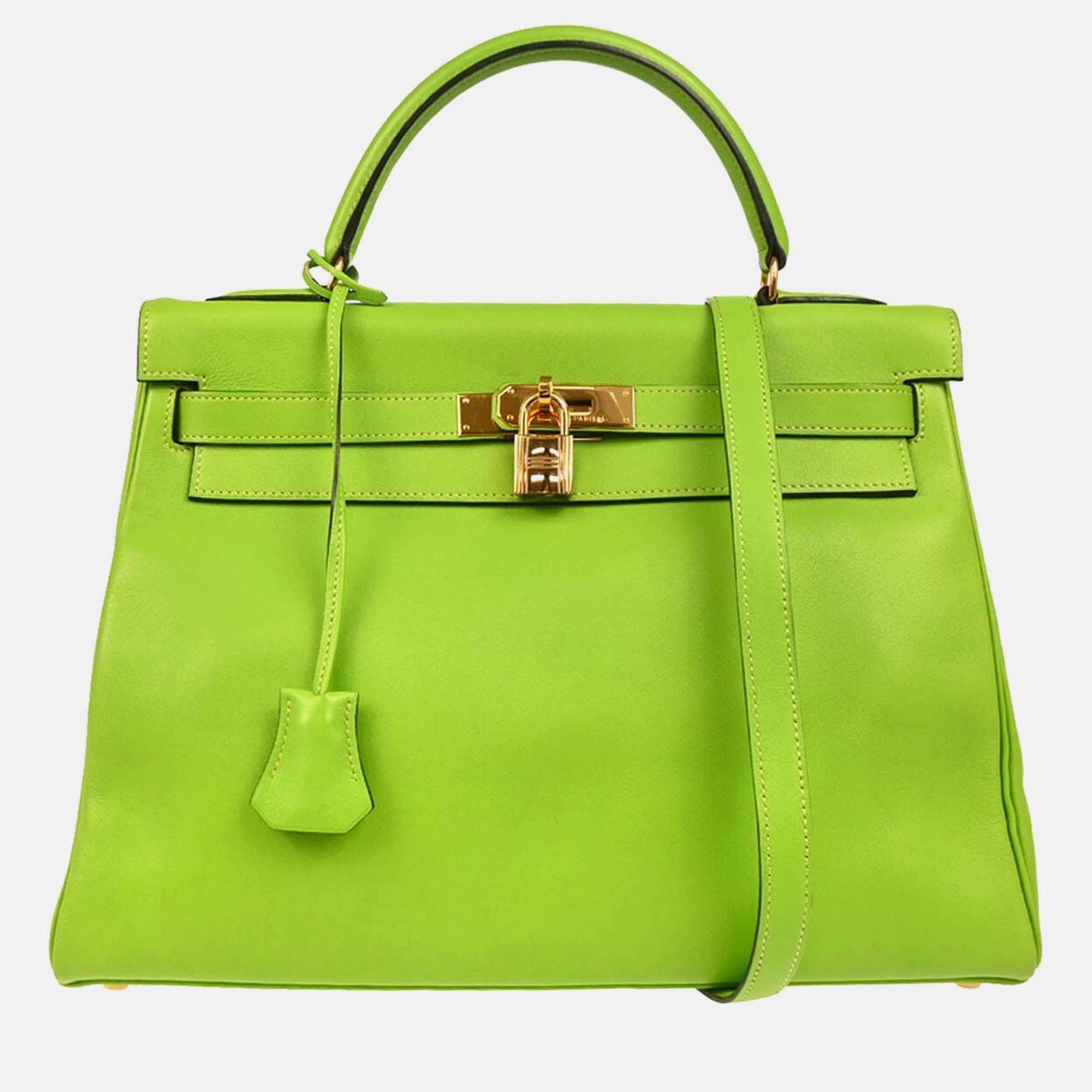 

Hermes Apple Green Gulliver Kelly 32 Retourne 2way Handbag