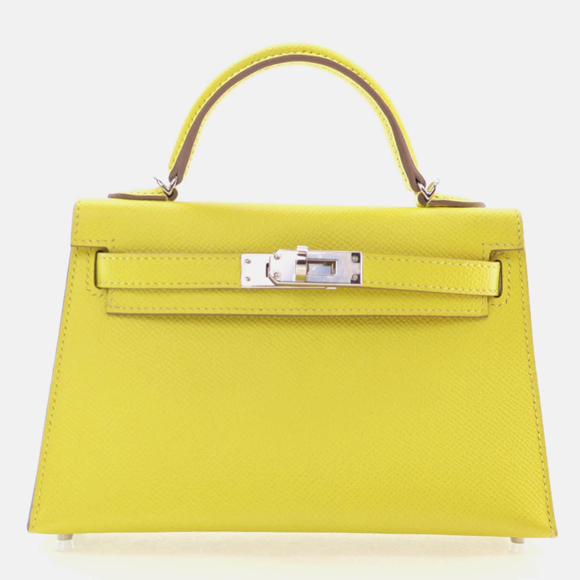 

Hermes Mini Kelly Lime Epsom Bag, Yellow