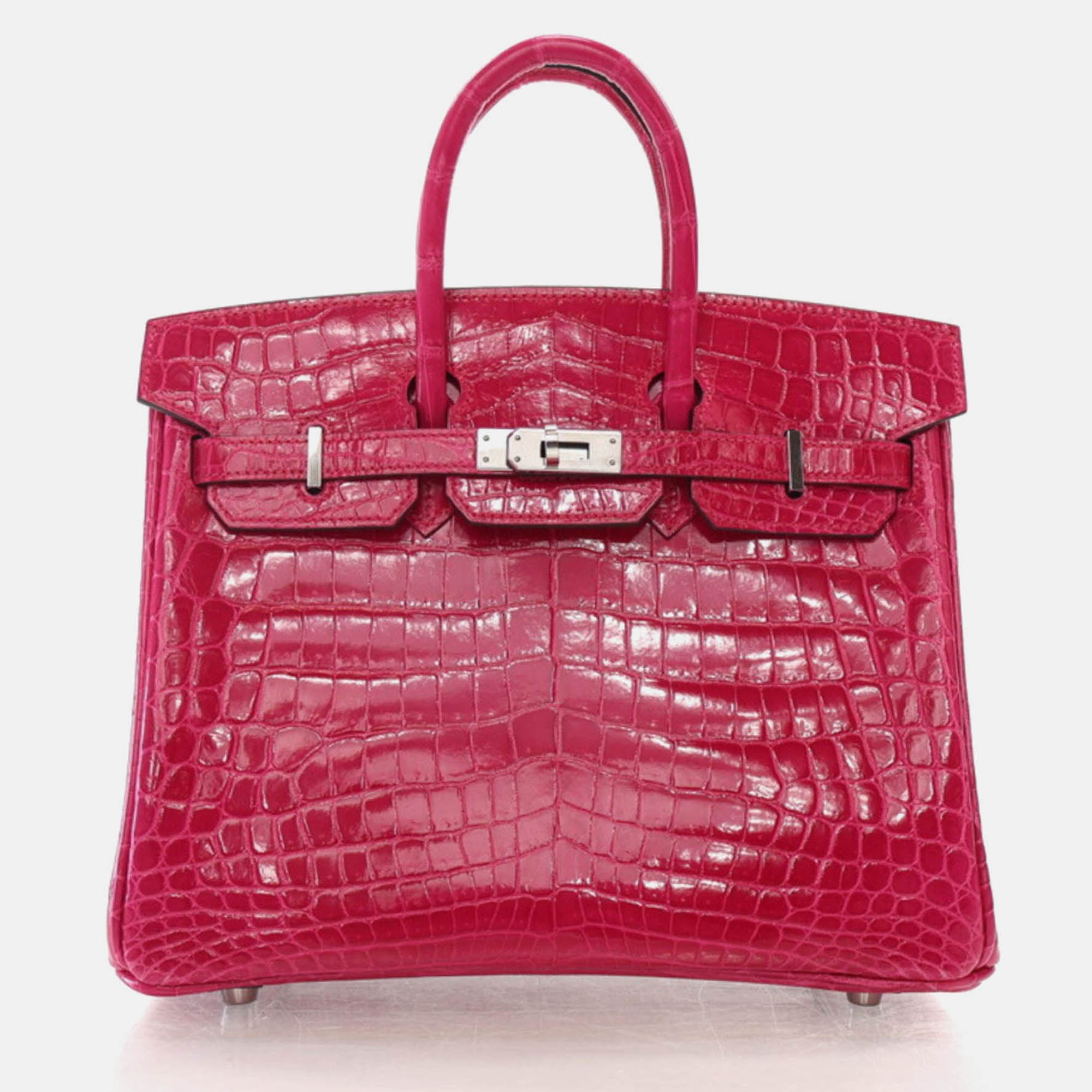 

Hermes Birkin 25 Rose Mexico Niloticus Crocodile Bag, Red