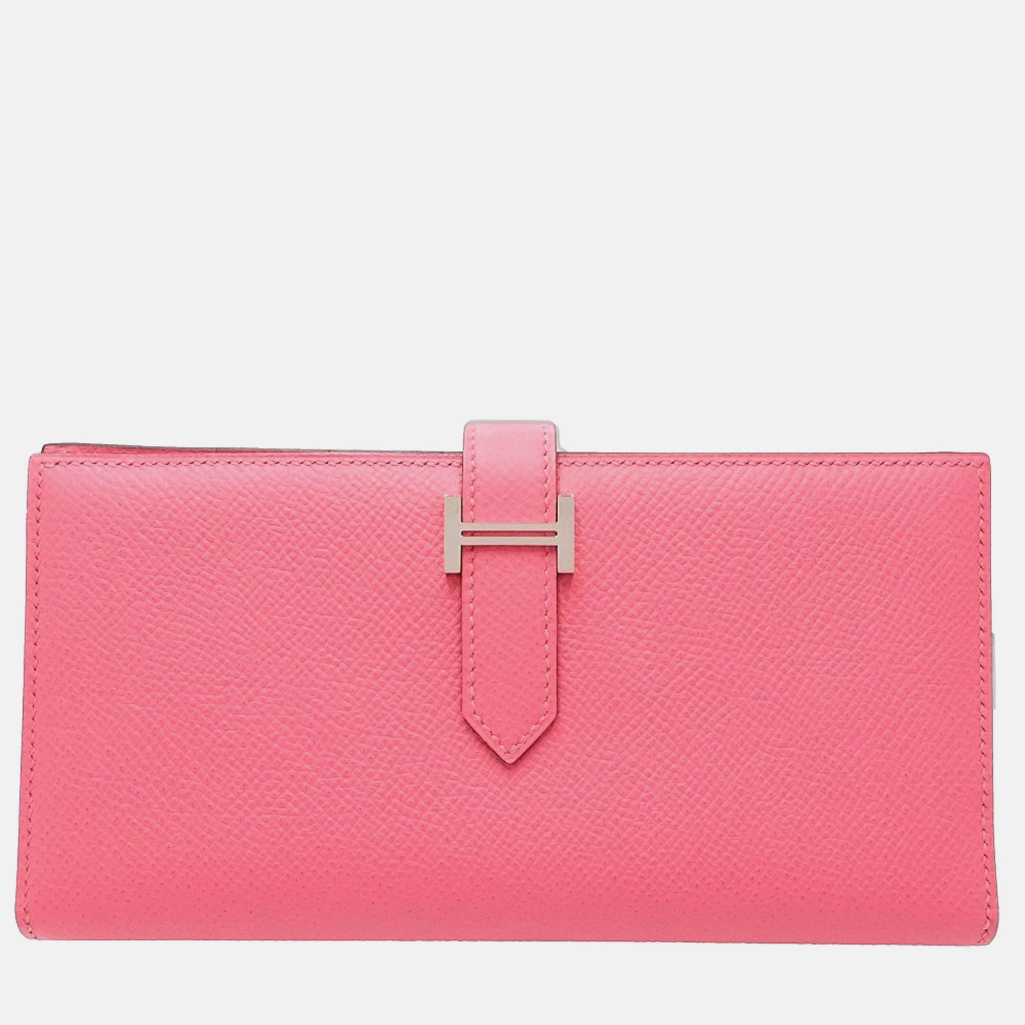 

Hermes Bearn Soufflet Pink Epsom Leather Long Wallet