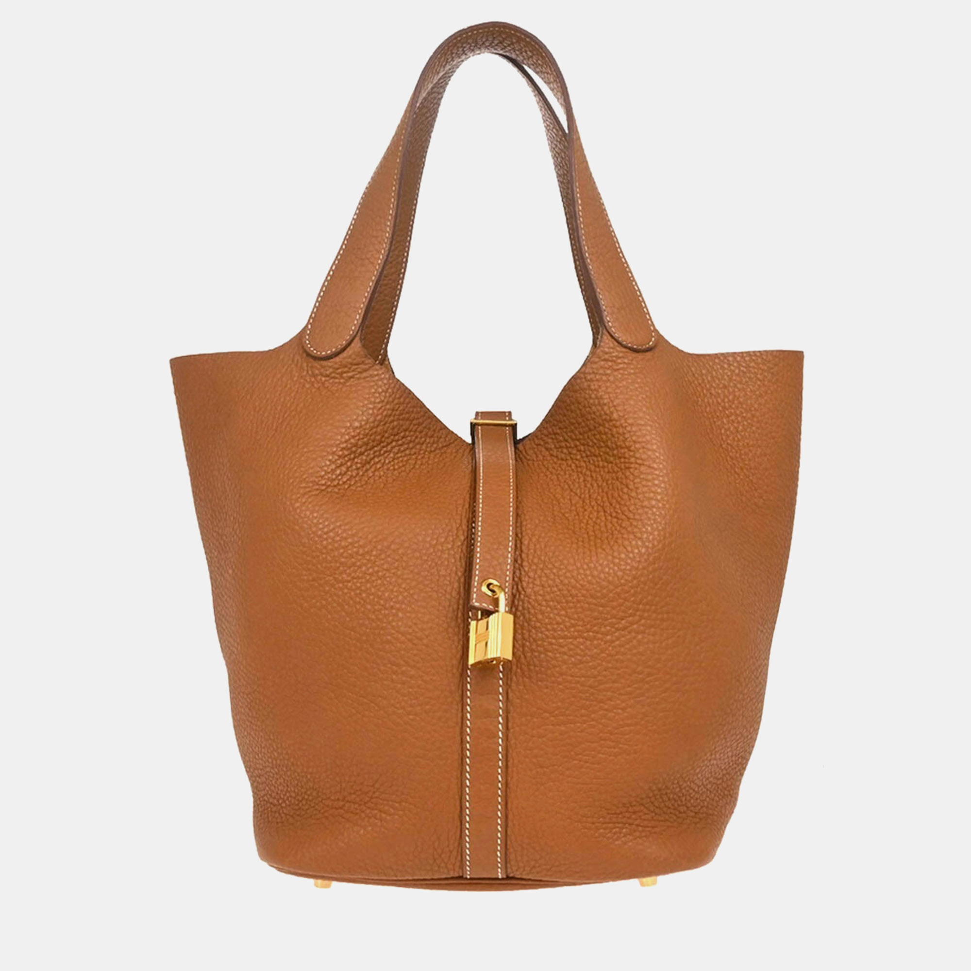 

Hermes Picotin Lock 26 Gold Taurillon Clemence Handbag, Brown