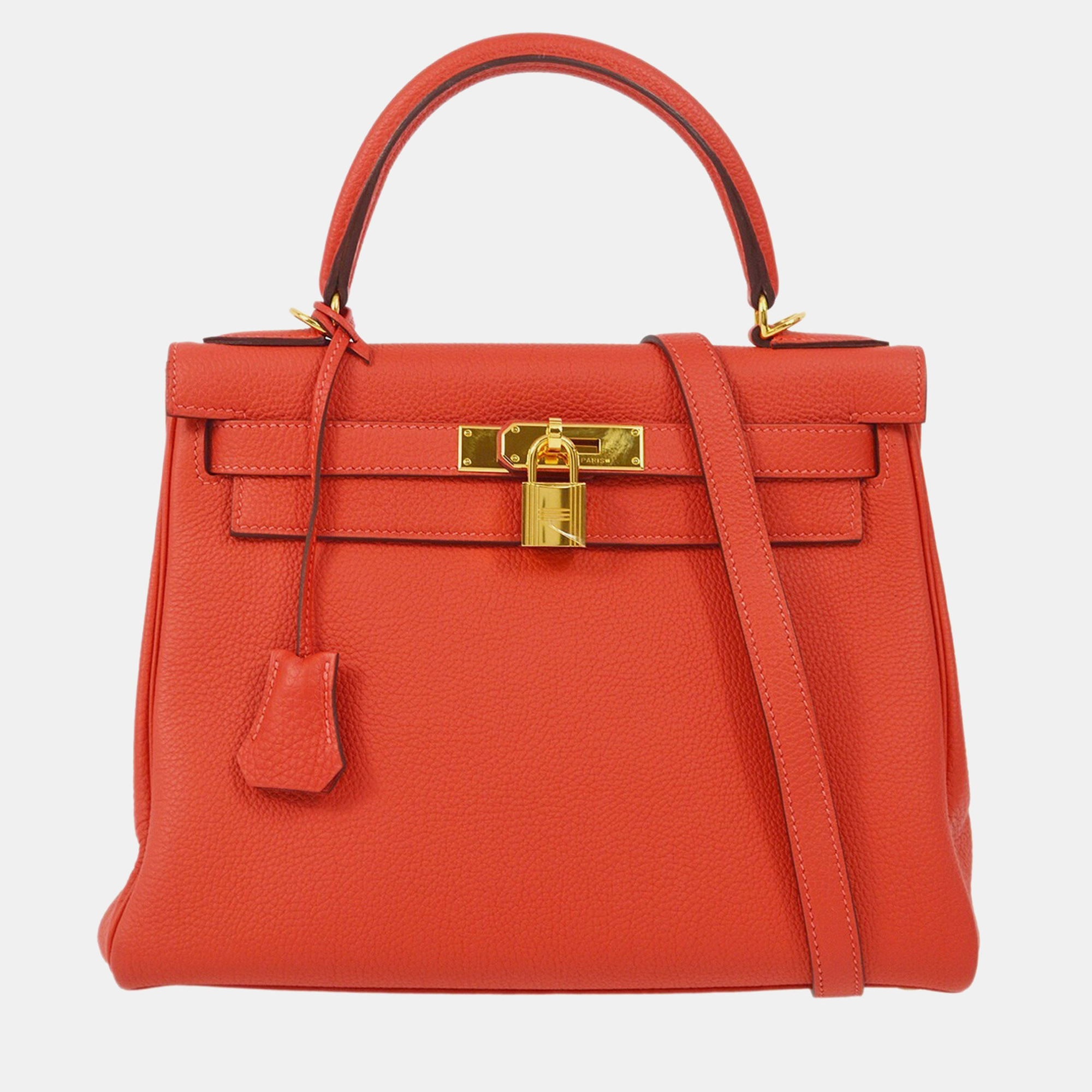 

Hermes Kelly 28 Retourne Red Togo Handbag