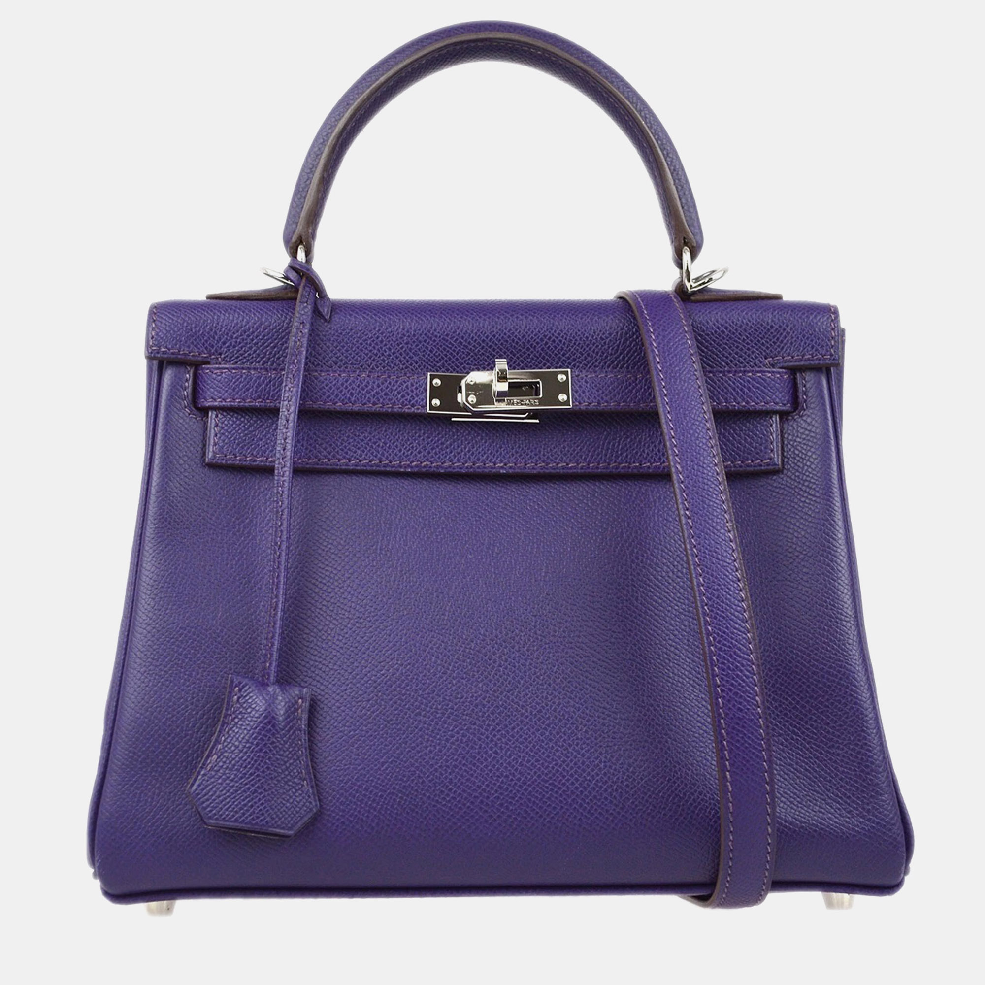 

Hermes Kelly 25 Retourne Violet Epsom Leather Handbag, Purple
