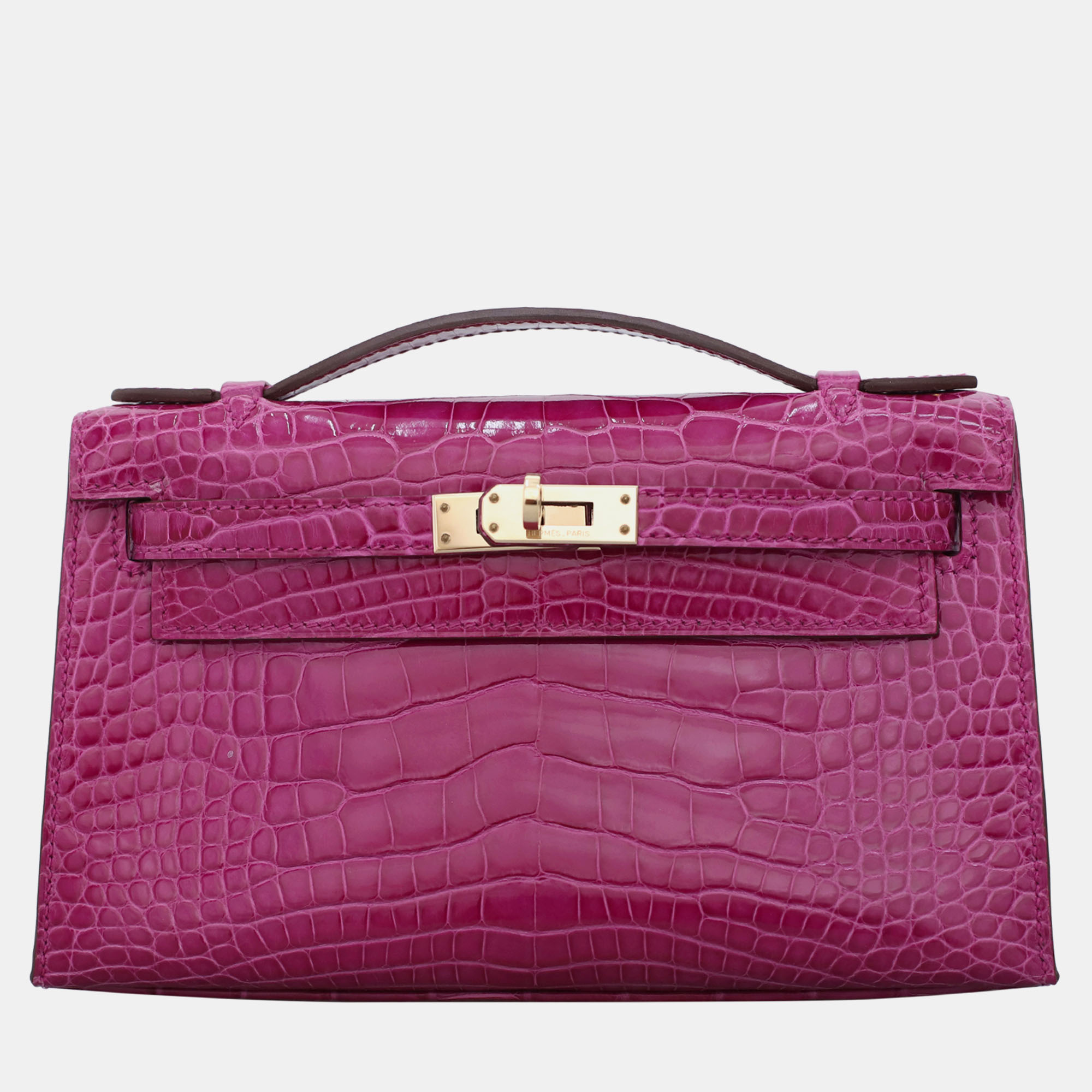 

Hermes Kelly Rose Sheherazade Alligator Pochette Bag, Pink