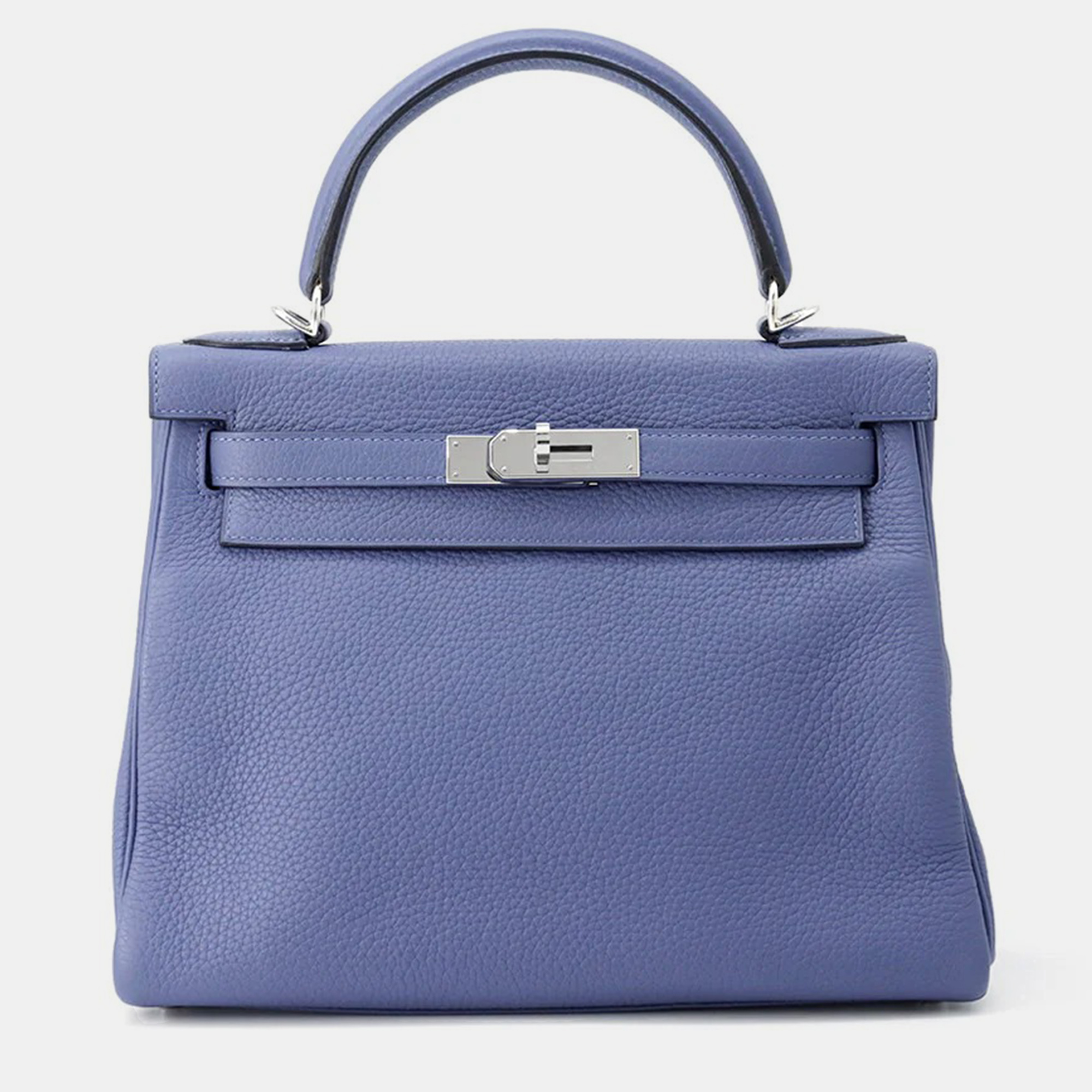 

Hermes Kelly 28 Blue Brighton Taurillon Clemence Leather Tote Bag