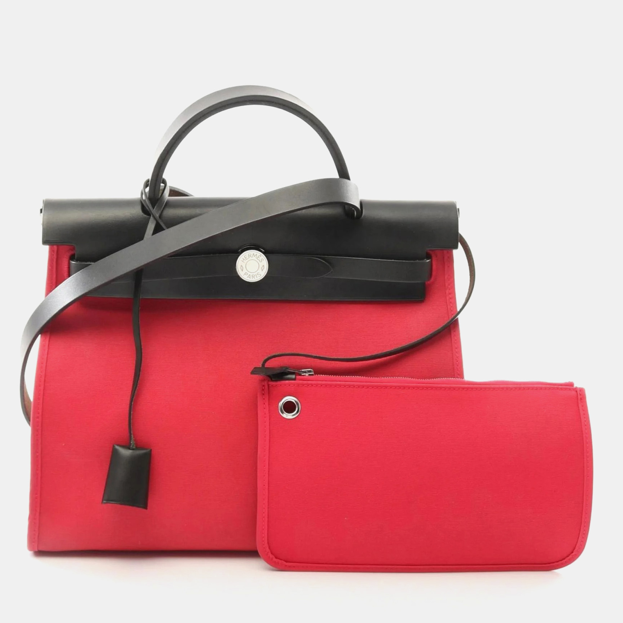 

Hermes Herbag Pink/Black Toile Officier Handbag