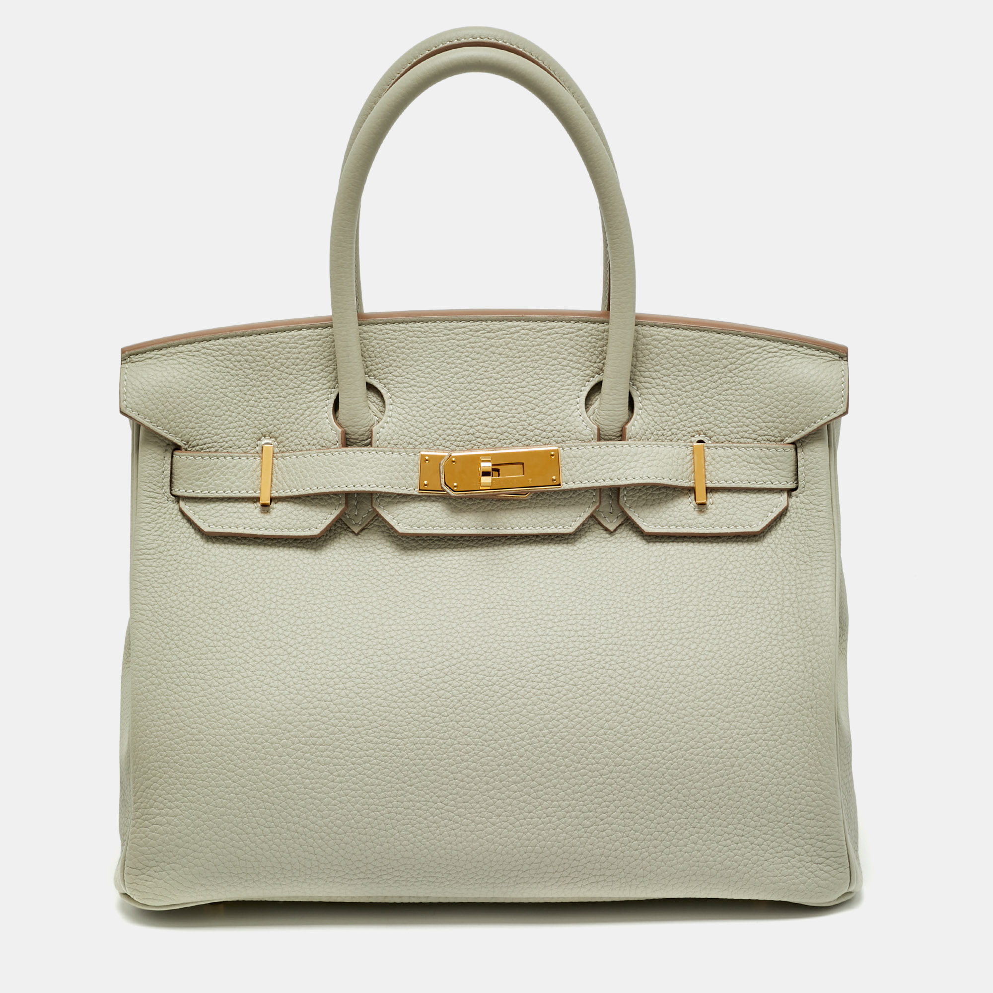 

Hermes Pearl Grey Togo Leather Gold Finish Birkin 30 Bag
