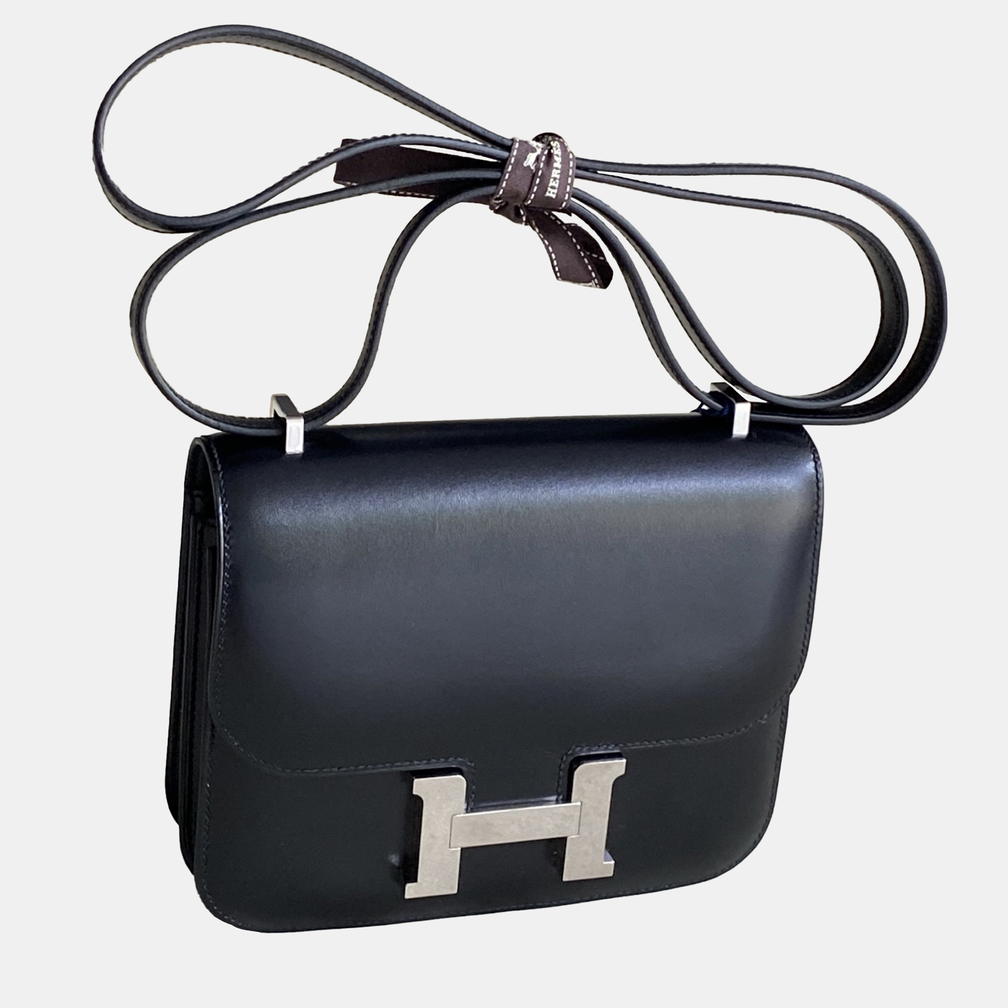 

Hermes Constance 19 Black Box Leather Shoulder Bag
