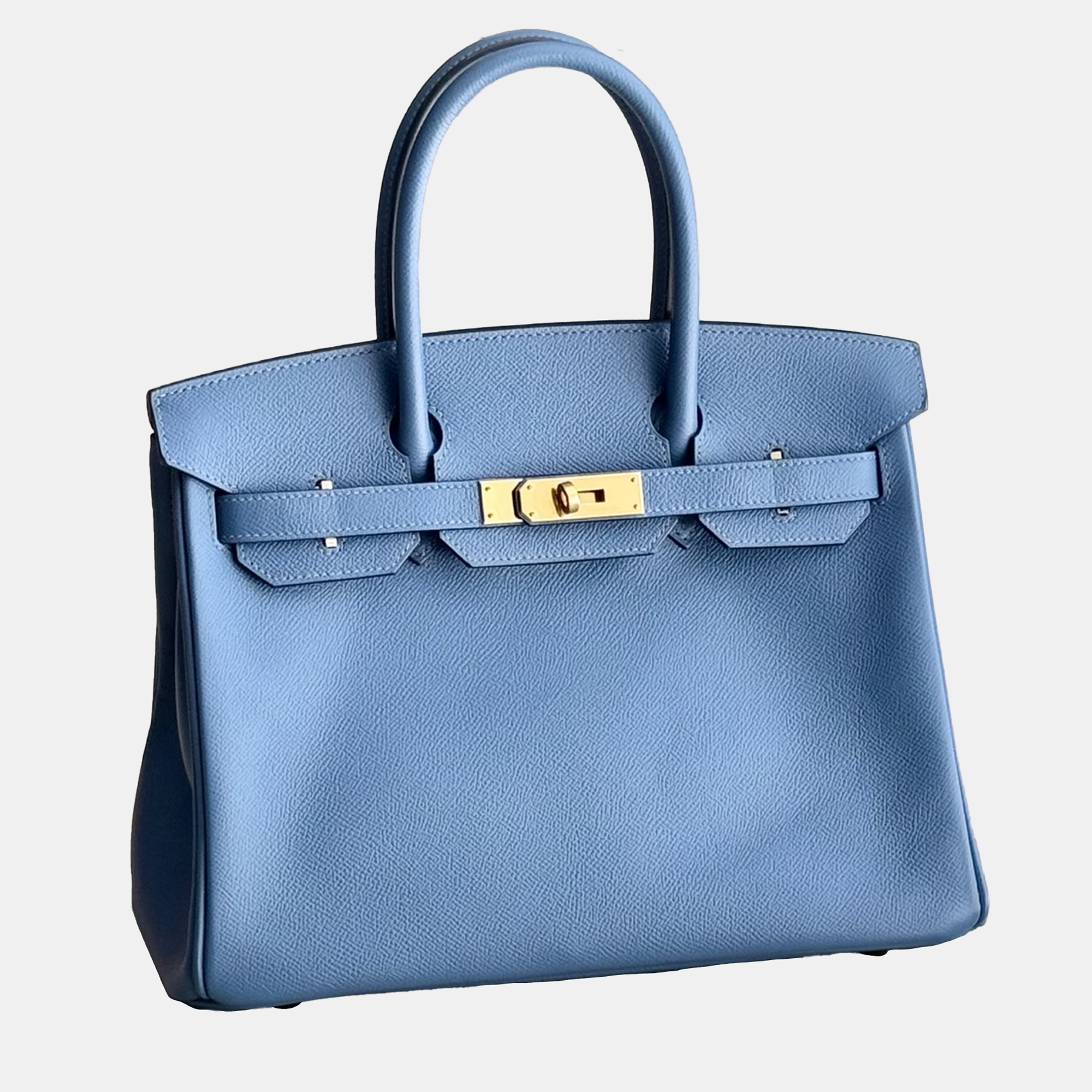 

Hermes Birkin 30 Bleu Azur Epsom Leather Tote Bag, Blue