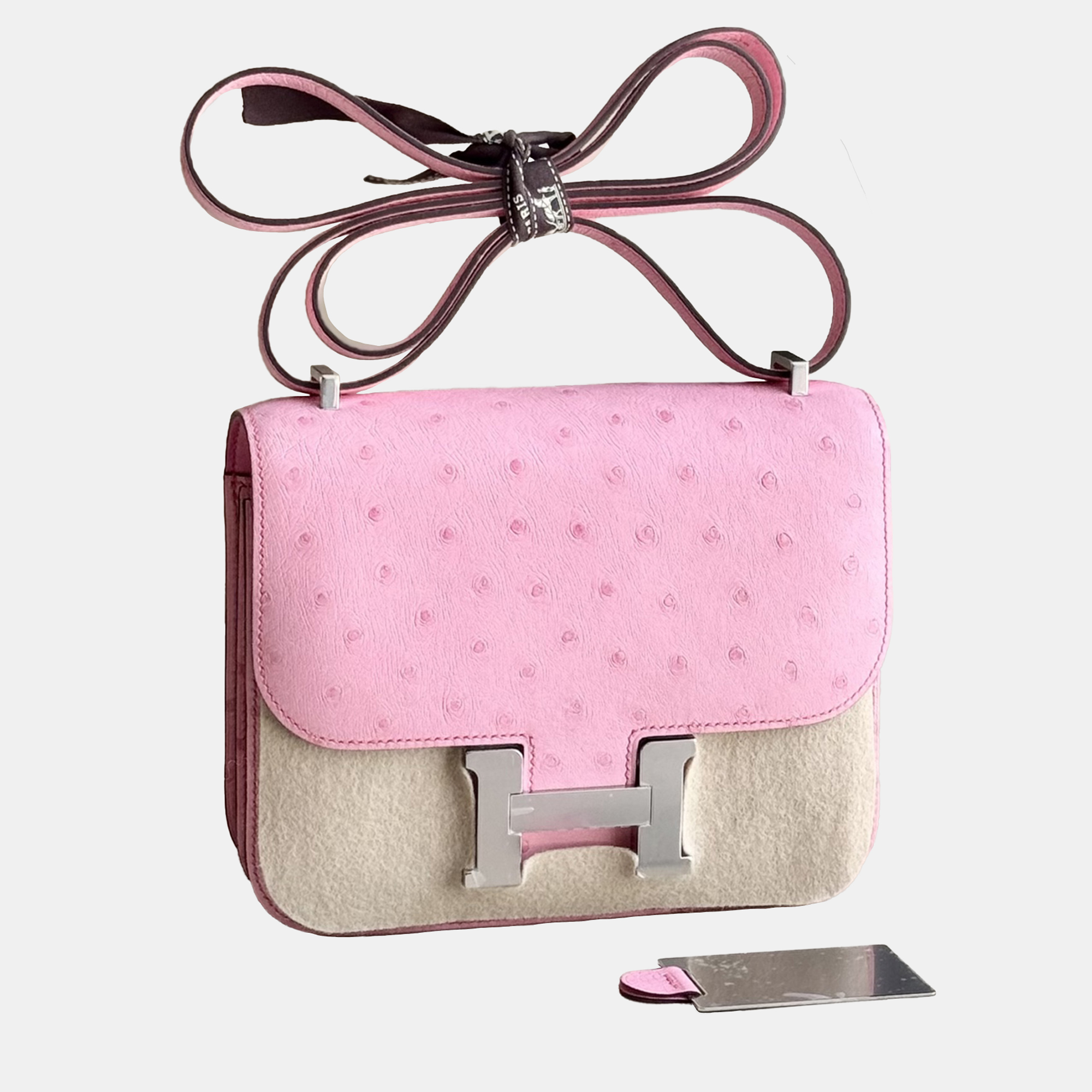 

Hermes Constance 19 Bubble Pink Ostrich Leather Shoulder Bag