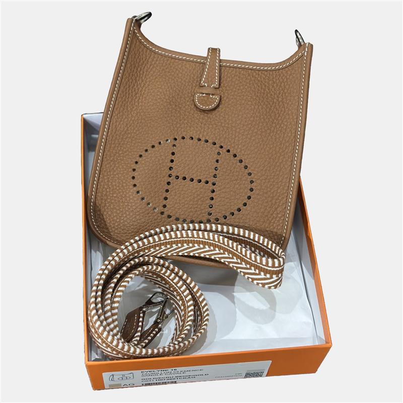 

Hermes Evelyne Mini Gold Leather Shoulder Bag