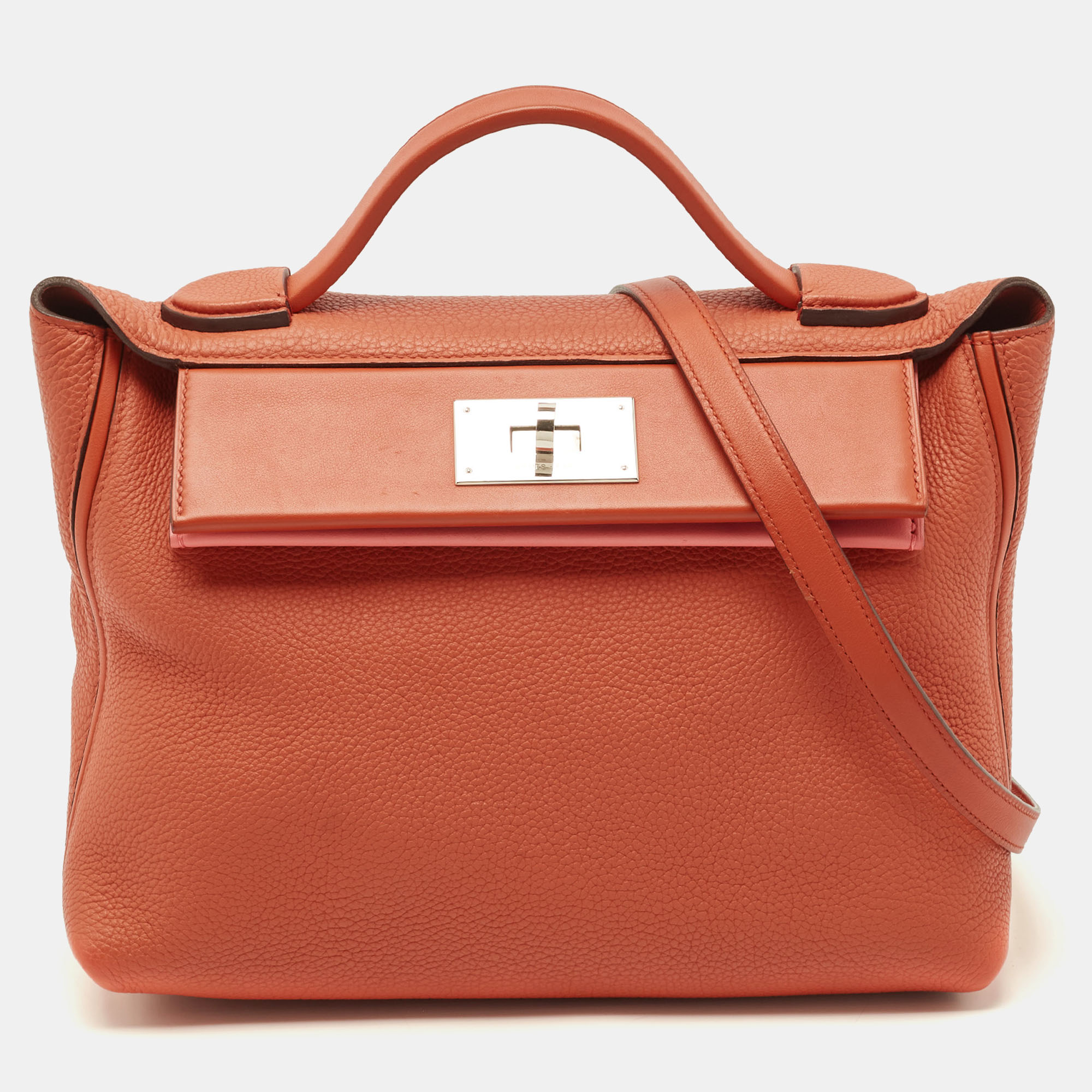 

Hermes Terre Battue/Rose Confetti Togo and Swift Leather Palladium Finish 24/24 29 Bag, Orange