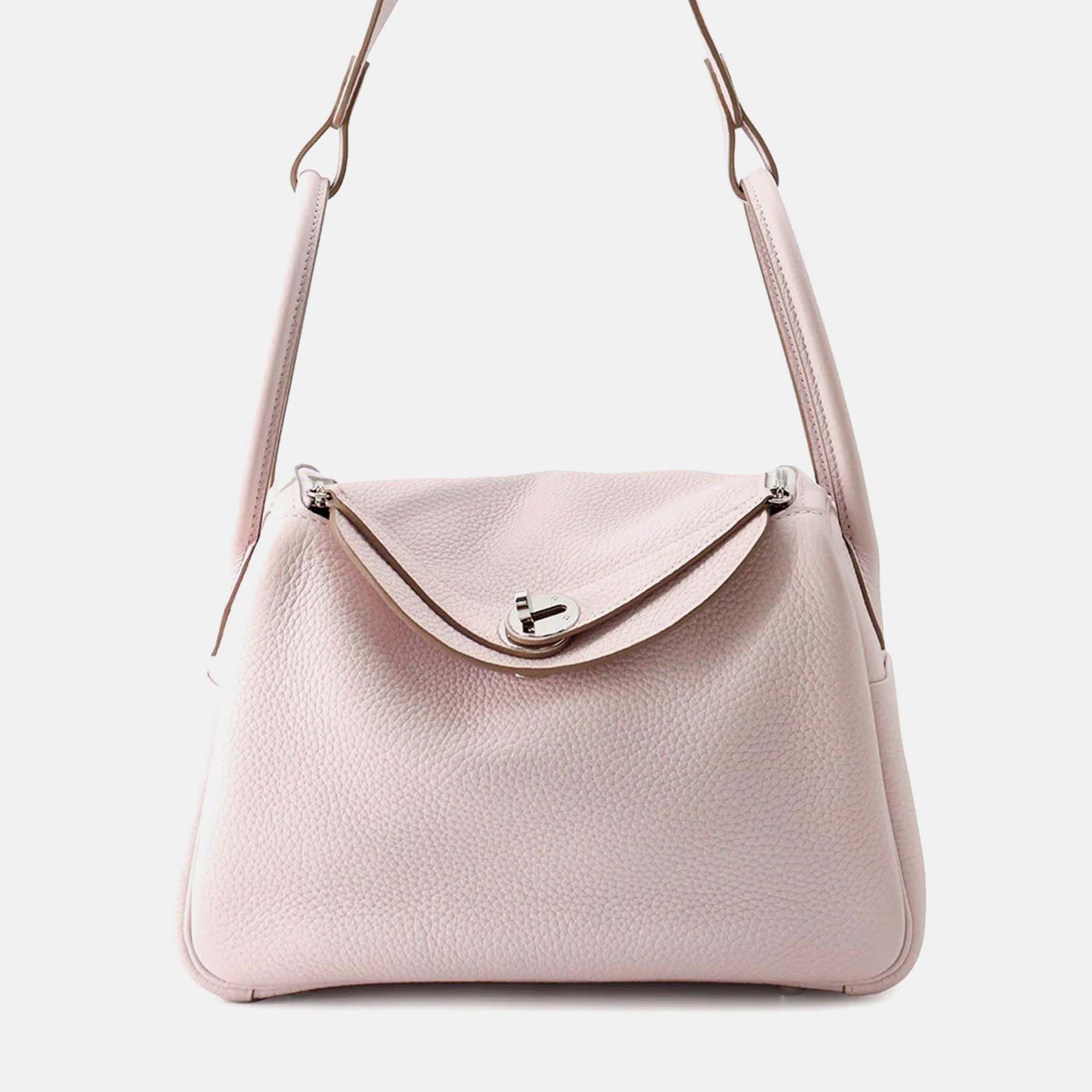 

Hermes Lindy 26 Verso Mauve Pail/Machete Taurillon Clemence Bag, Pink