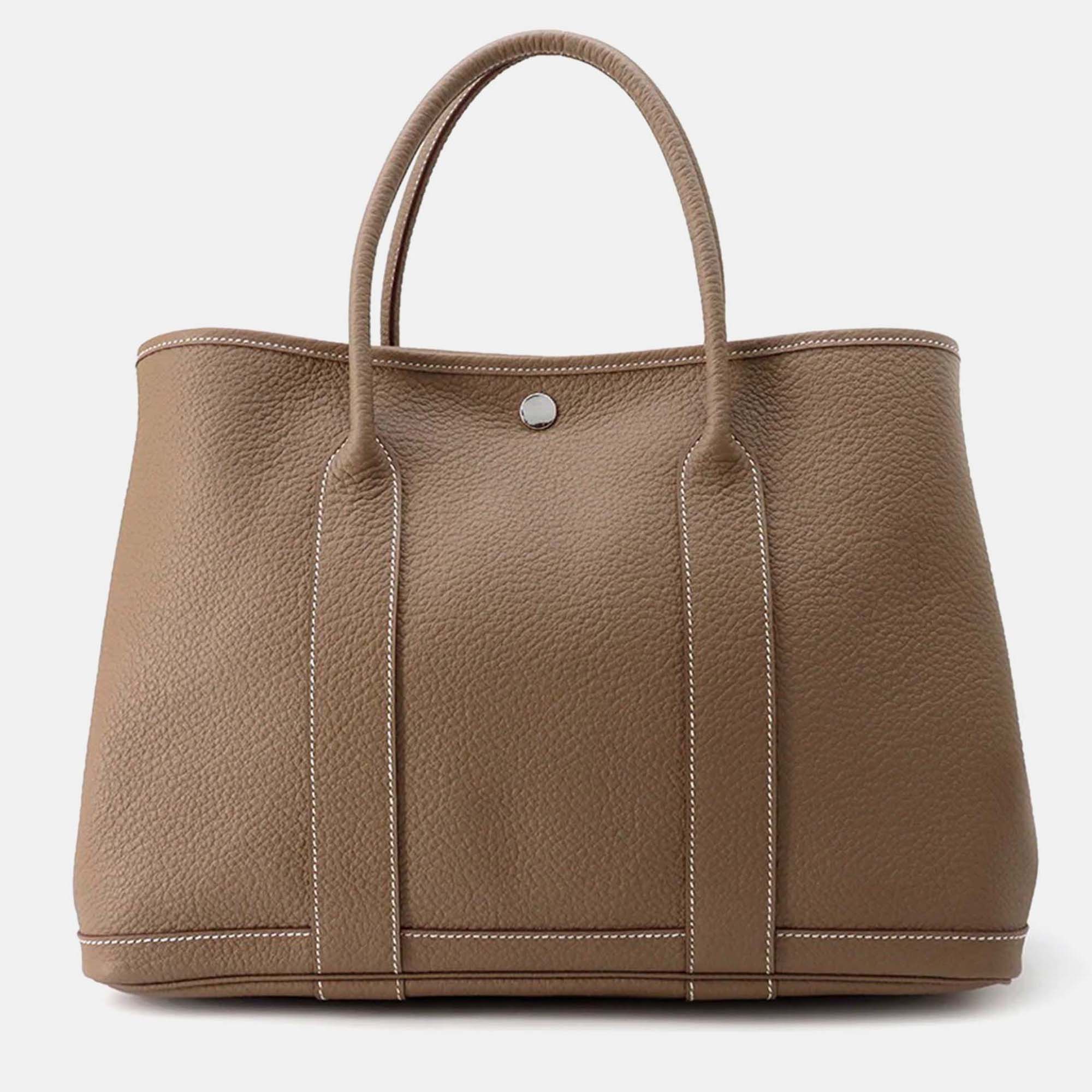 

Hermes Garden Party 36 Etoupe/Cadry Beige Country Leather Tote Bag, Brown
