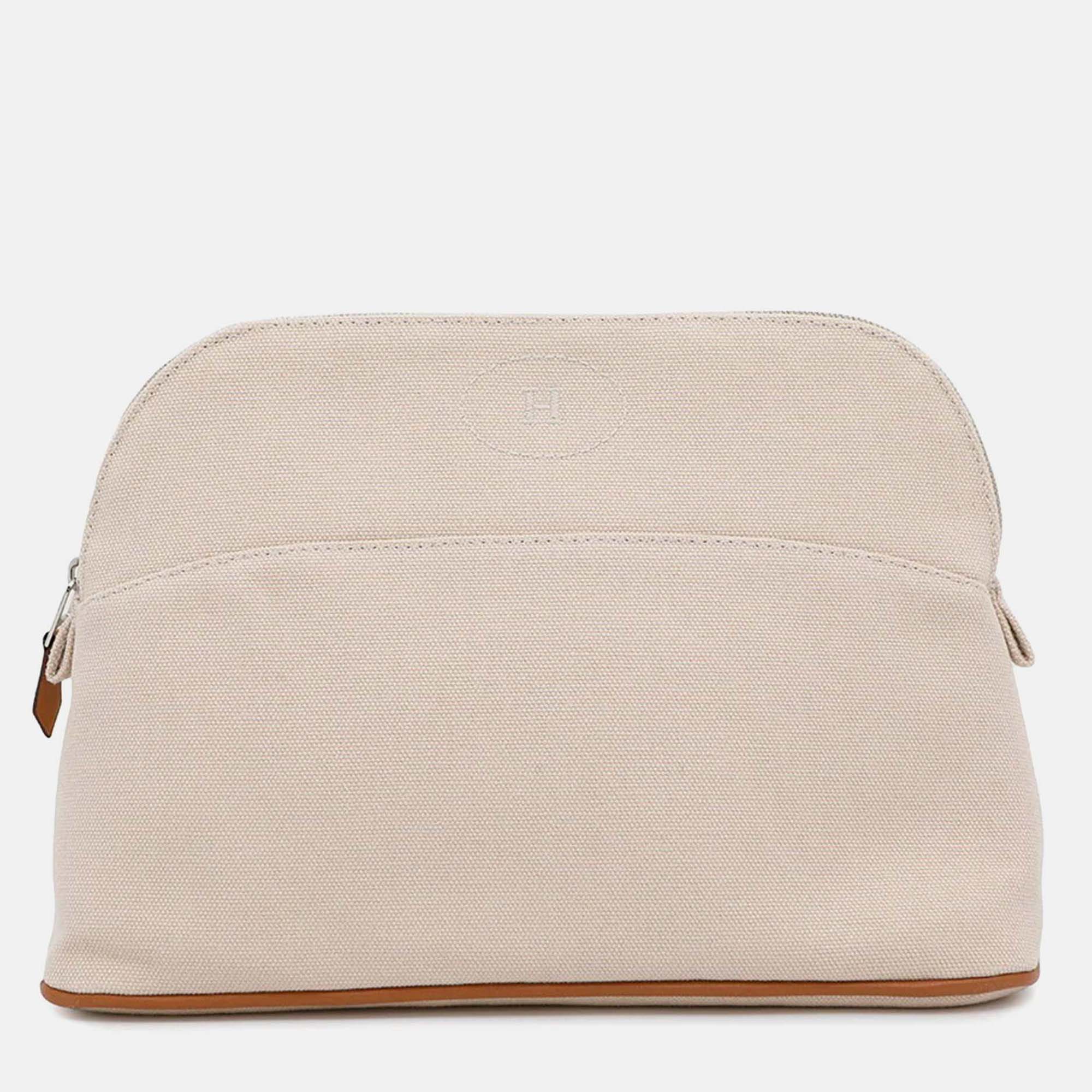 Pre-owned Hermes Hermès Bolide Pouch Natural Cotton Canvas Mm